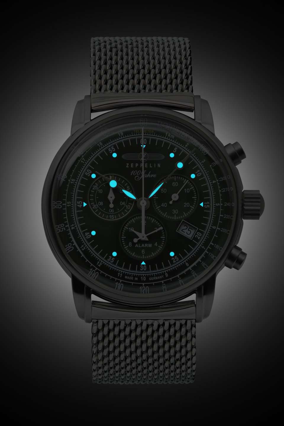 100 Jahre Chronograph Green with Mesh Bracelet | Green Dial - Image 2