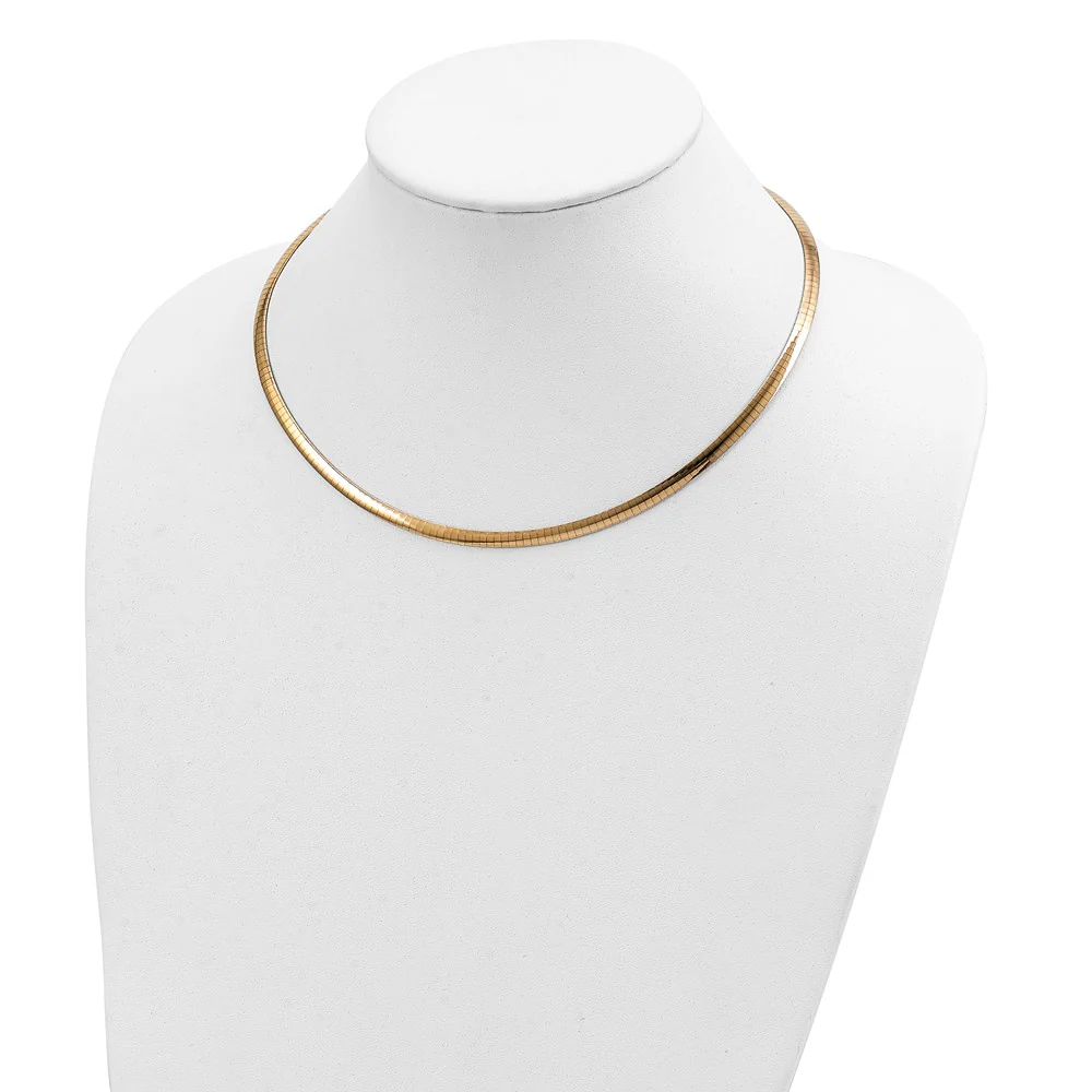 14k 4mm Reversible White & Yellow Domed Omega Necklace 1465 |  Dial - Image 3