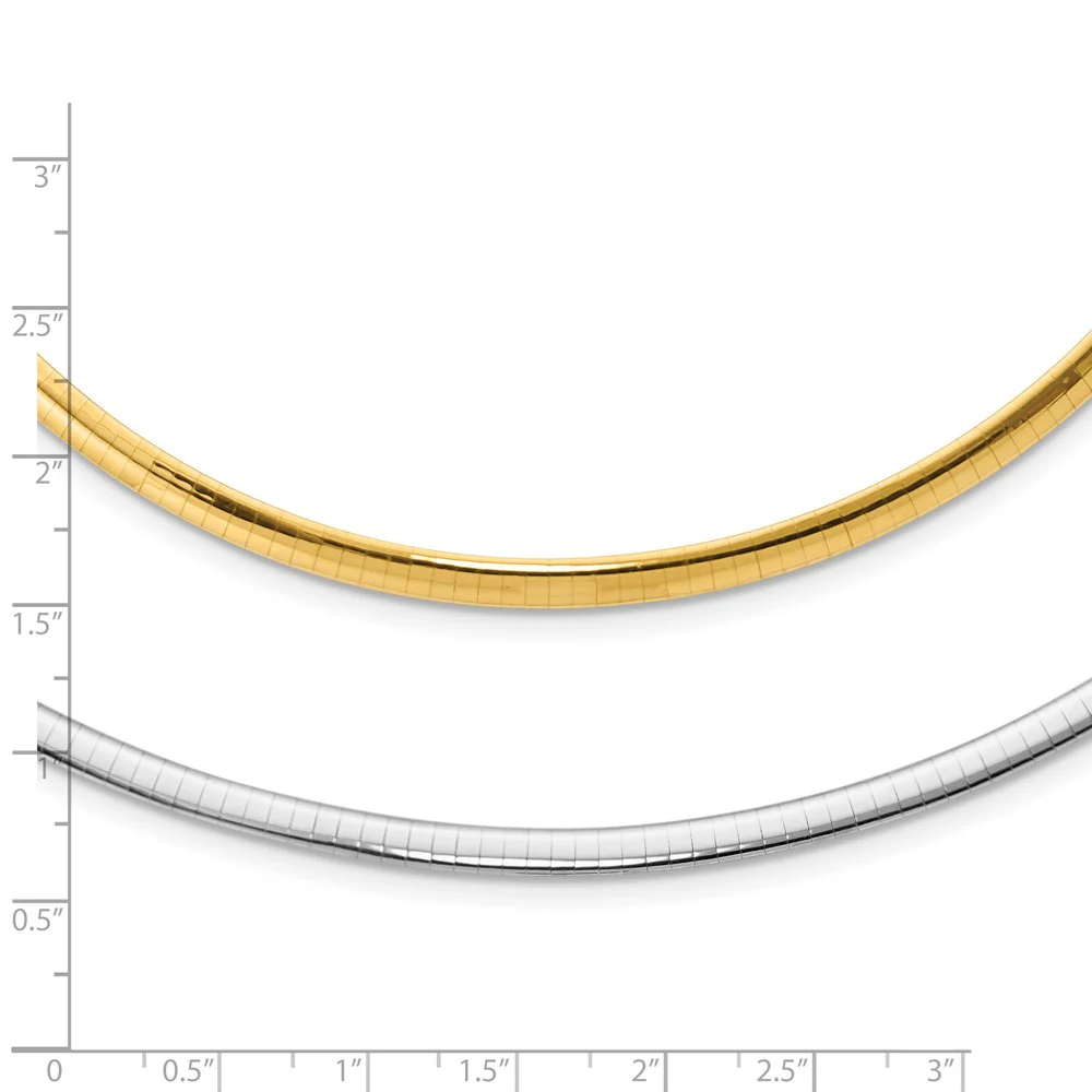 14k 4mm Reversible White & Yellow Domed Omega Necklace 1465 |  Dial - Image 4