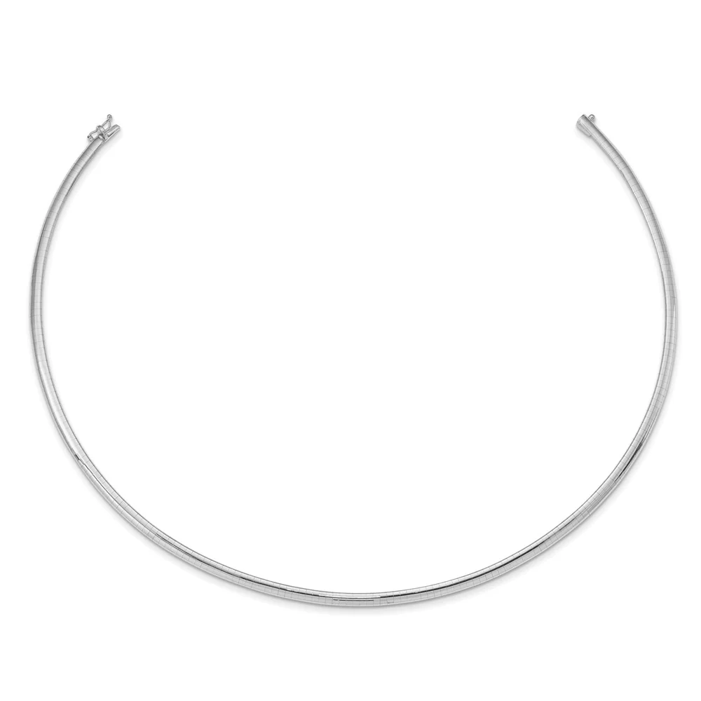 14k White Gold 4mm Domed Omega Necklace 1435 |  Dial - Image 3