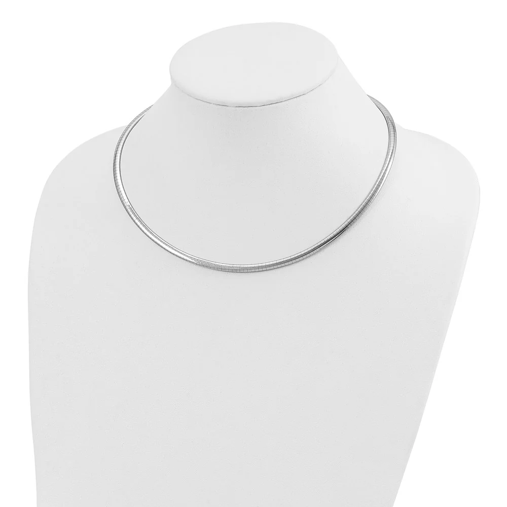 14k White Gold 4mm Domed Omega Necklace 1435 |  Dial - Image 5