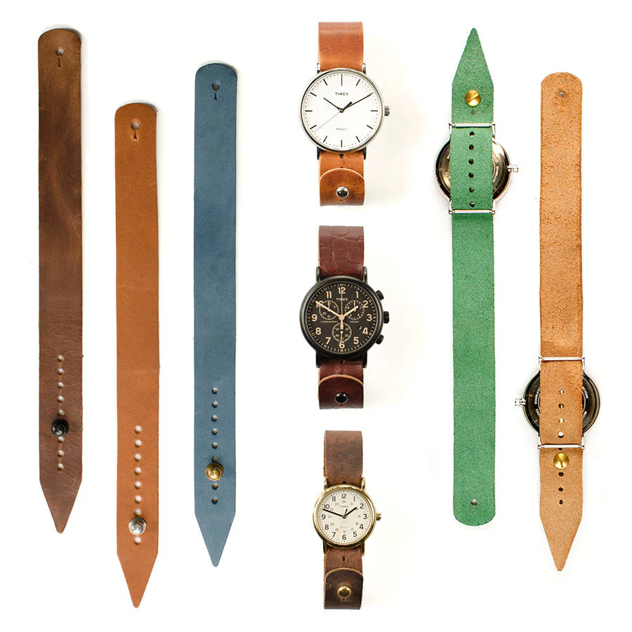 18mm button stud watchband (TWO pack) Chromexcel Natural & Chromexcel Black |  Dial - Image 3