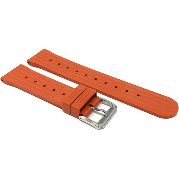 2 Pack - Vintage Rubber Diver Waffle Watch Bands Red and Orange, 20mm | Dial - Image 2