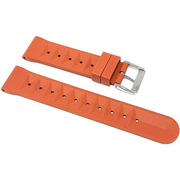 2 Pack - Vintage Rubber Diver Waffle Watch Bands Red and Orange, 20mm | Dial - Image 3