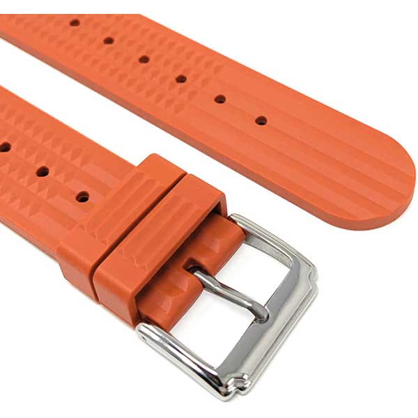 2 Pack - Vintage Rubber Diver Waffle Watch Bands Red and Orange, 20mm | Dial - Image 5
