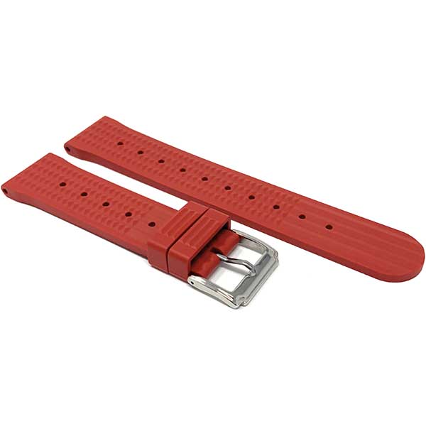 2 Pack - Vintage Rubber Diver Waffle Watch Bands Red and Orange, 20mm | Dial - Image 6