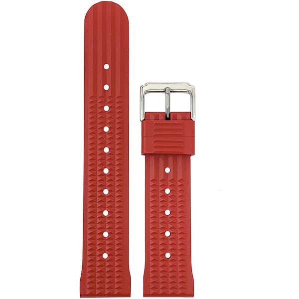2 Pack - Vintage Rubber Diver Waffle Watch Bands Red and Orange, 20mm | Dial - Image 7