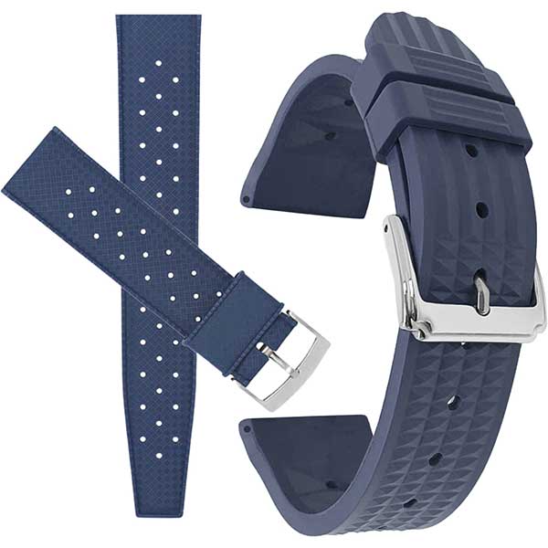 2 Pack - Vintage Rubber Diver Watch Bands ��� Tropical and Waffle Blue, 20mm | Dial