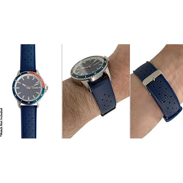 2 Pack - Vintage Rubber Diver Watch Bands ��� Tropical and Waffle Blue, 20mm | Dial - Image 10