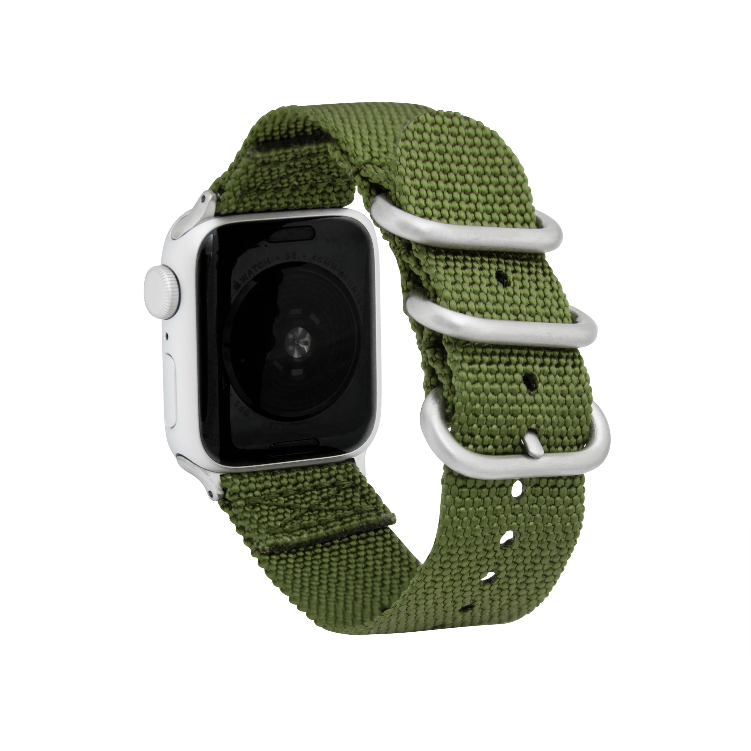 2 Piece Nylon Zulu Band for Apple Watch Series 8/7/6/5/4/3/2/1/SE Army Green (38mm | 40mm | 41mm) | Dial