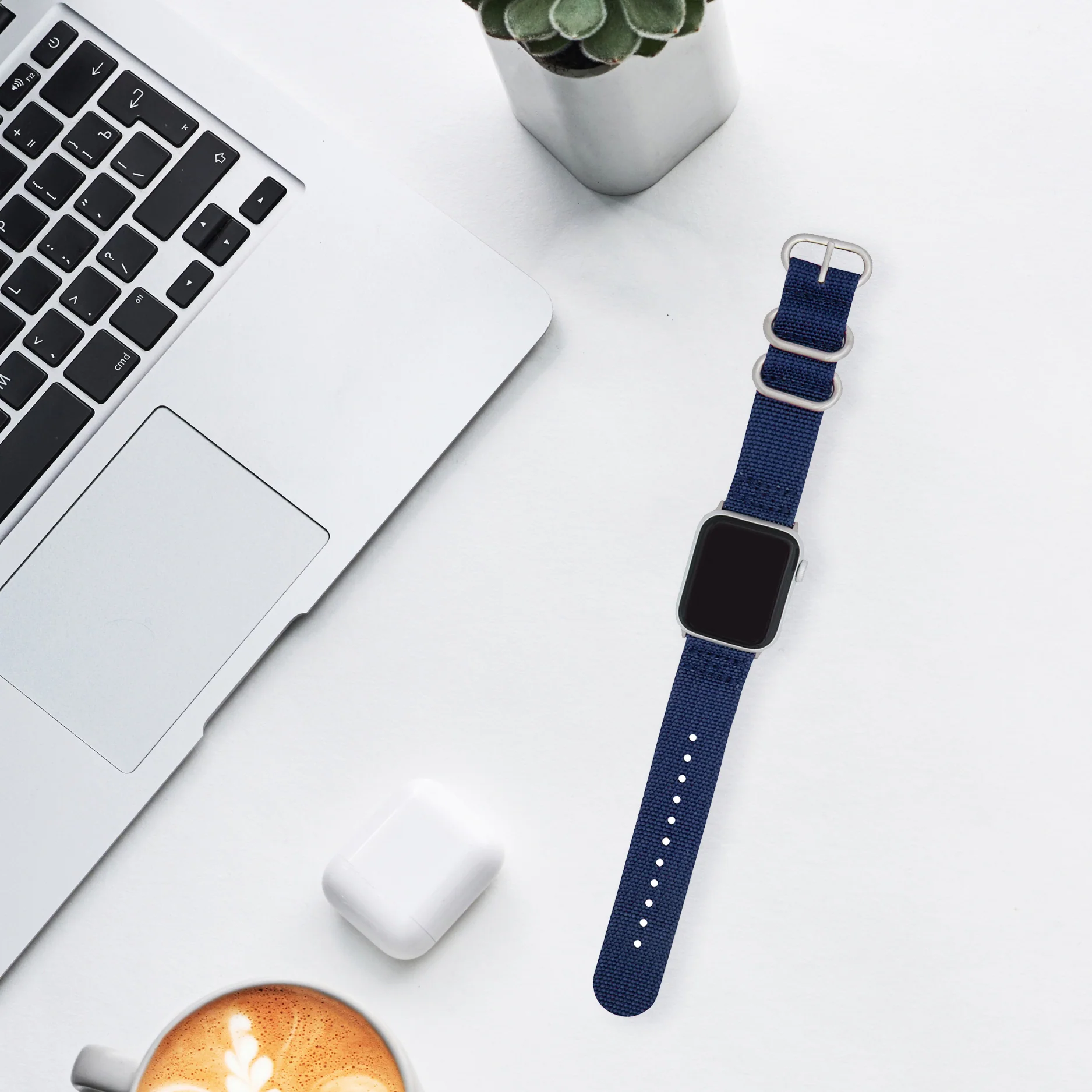 2 Piece Nylon Zulu Band for Apple Watch Ultra & Series 8/7/6/5/4/3/2/1/SE Blue (42mm | 44mm | 45mm | 49mm) | Dial - Image 4
