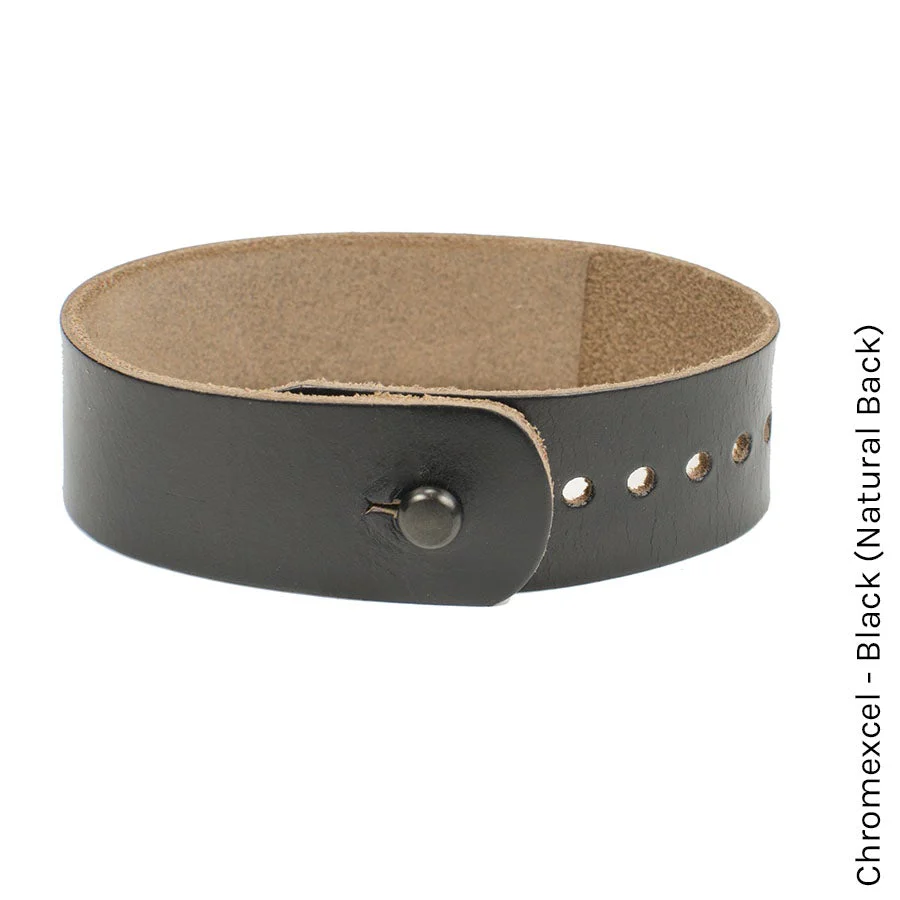 22mm button stud watchband (TWO pack) Chromexcel Natural & Chromexcel Black |  Dial - Image 2