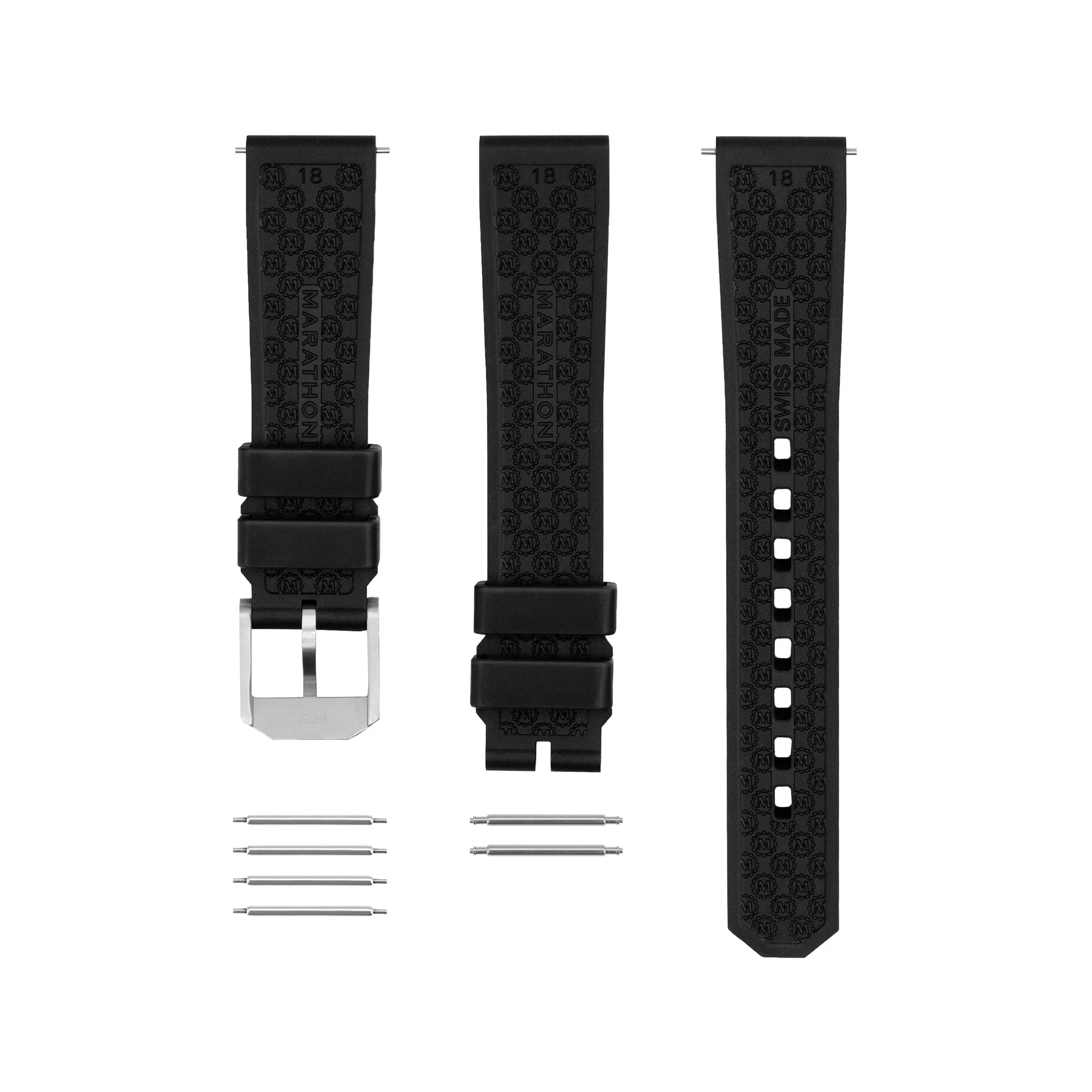 3-PIECE RUBBER STRAP KIT, BLACK, 18MM BLACK RUBBER/3PC 18MM - Image 3
