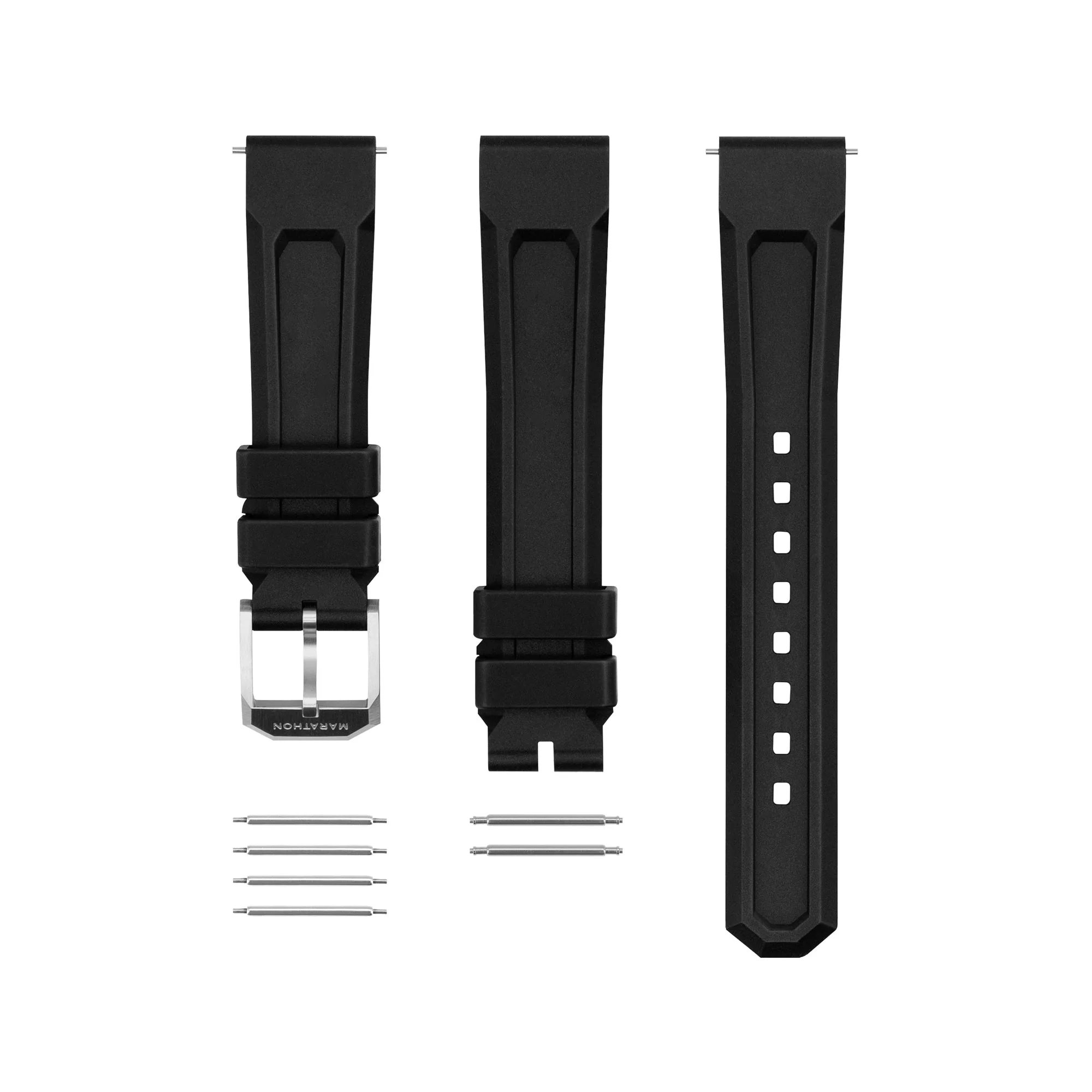 3-PIECE RUBBER STRAP KIT, BLACK, 20MM BLACK RUBBER/3PC 20MM - Image 3