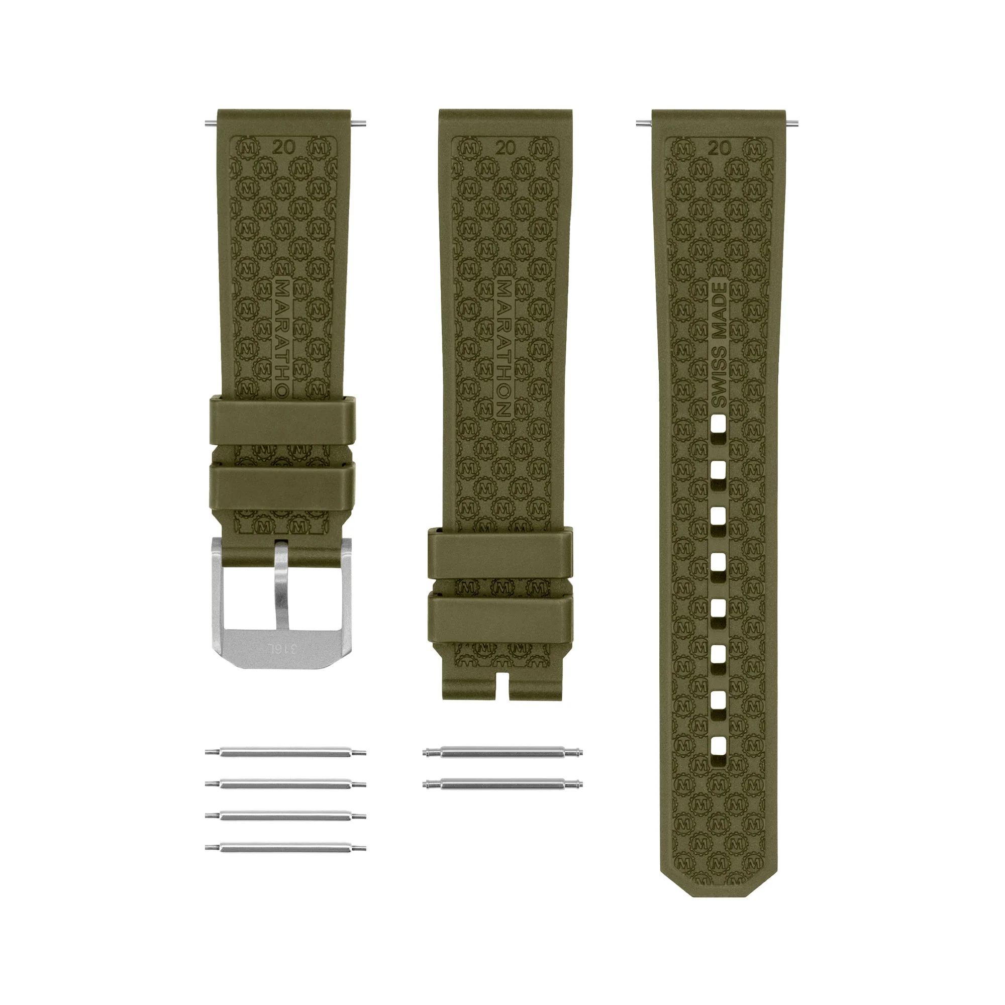 3-PIECE RUBBER STRAP KIT, OD GREEN, PARKERIZED, 20MM GREEN RUBBER/3PC 20MM - Image 4