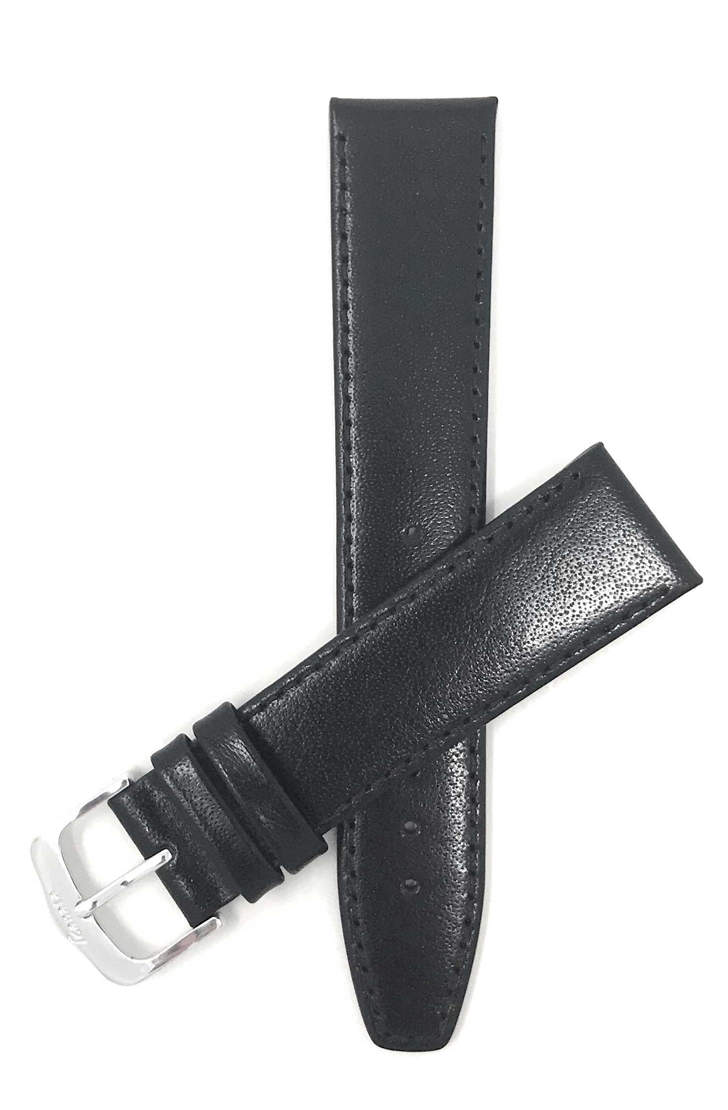 300 | 20mm Black Italian Leather Watch Band - Classic - Flat 20mm / Black / Silver Buckle | Dial