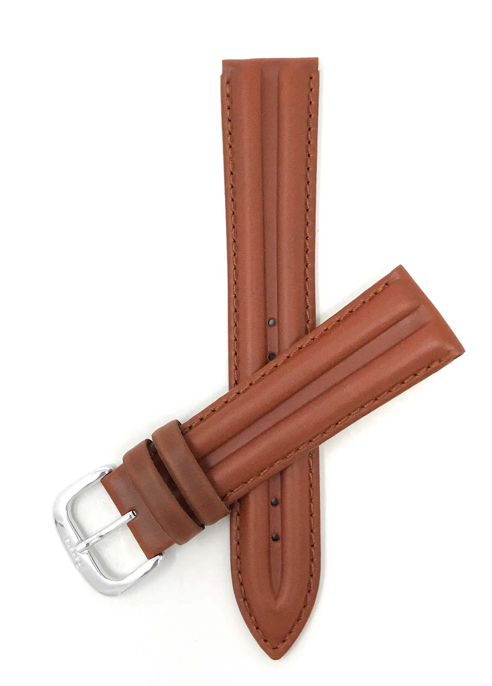 409 | 18mm Tan Italian Leather Watch Band - Classic - Padded 18mm / Tan / Silver Buckle | Dial