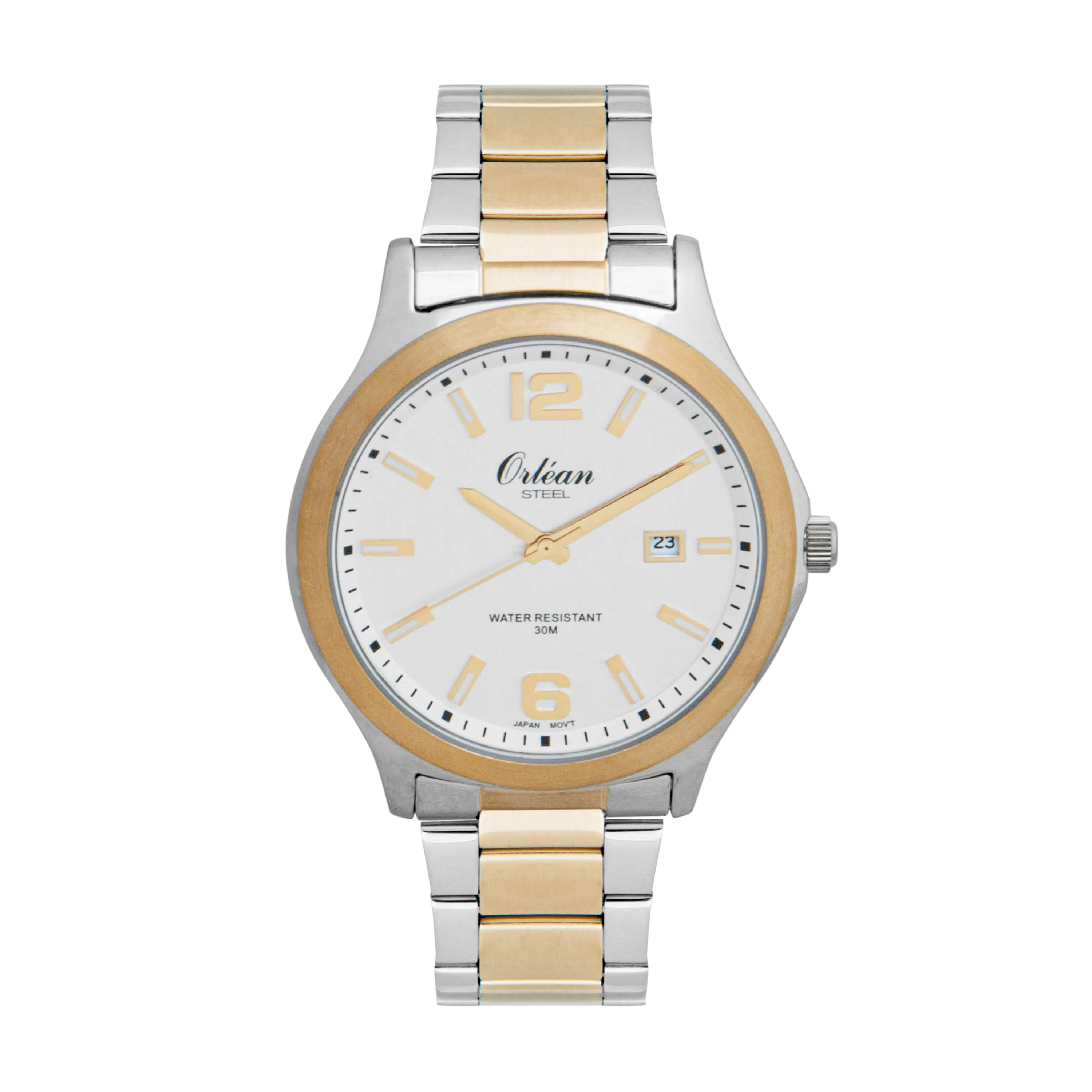 40mm Analog Mens Watch, Full Stainless Steel, Date - ME3505 Silver | Silver Dial