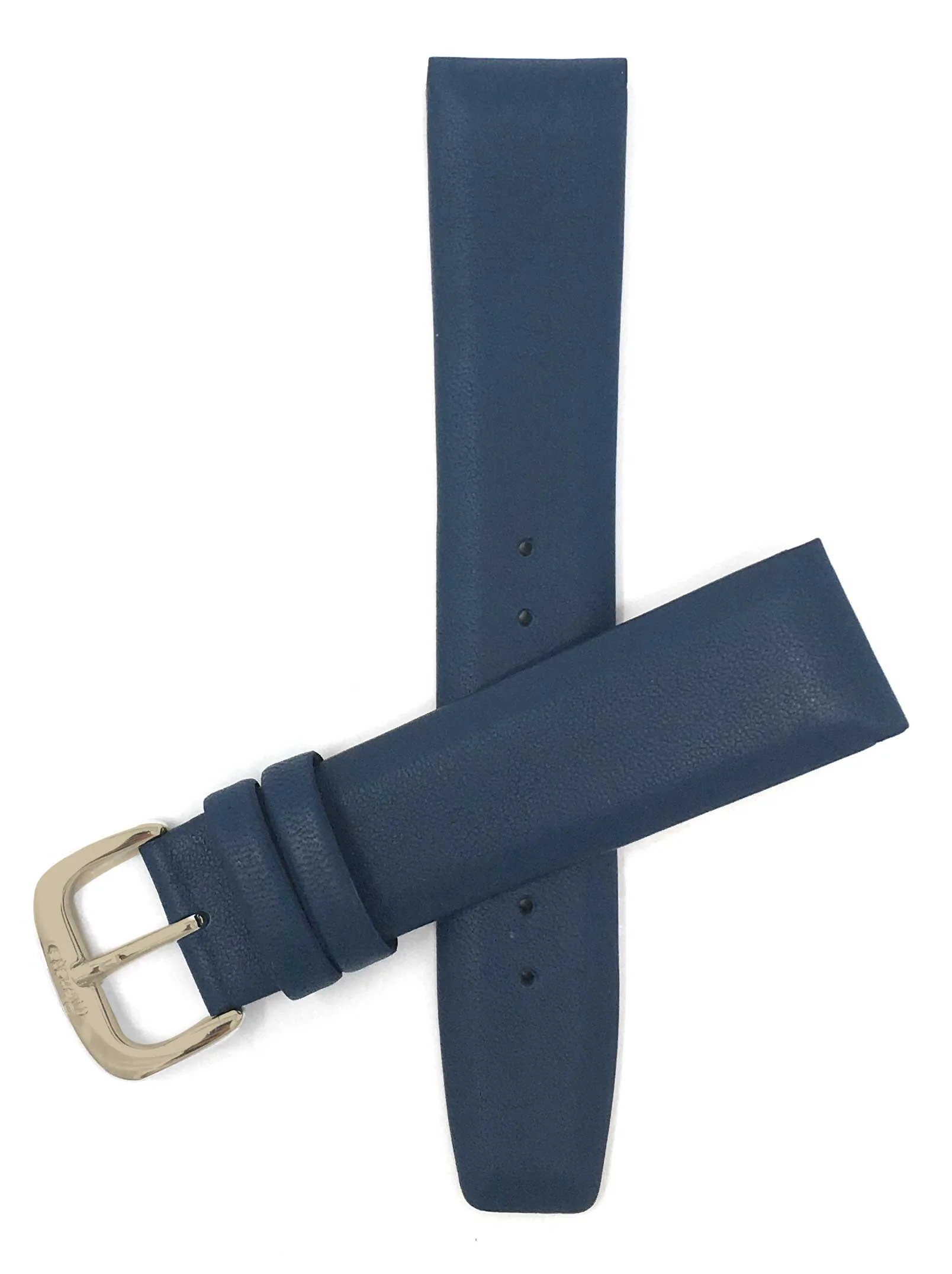 415 | 18mm Blue Leather Watch Band - Classic - Padded 18mm / Blue / Gold Buckle | Dial
