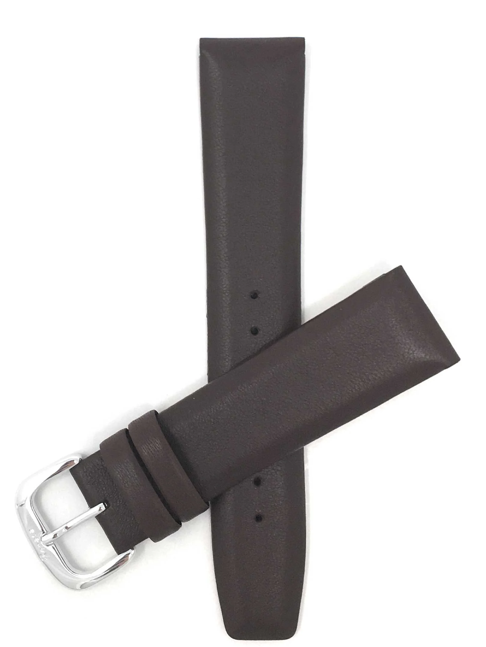 415 | 20mm Brown Leather Watch Band - Classic Padded 20mm / Brown / Silver Buckle | Dial