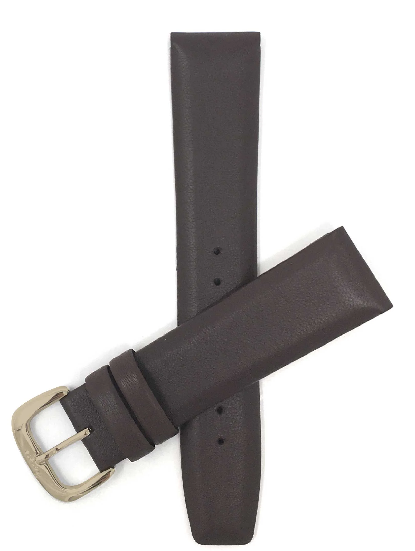 415 | 20mm Brown Leather Watch Band - Classic Padded 20mm / Brown / Gold Buckle | Dial