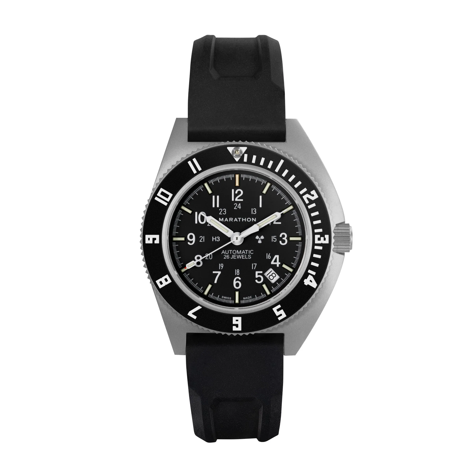 41MM STEEL NAVIGATOR W/ DATE AUTOMATIC (SSNAV-D AUTO) ON BLACK 3-PIECE RUBBER STRAP KIT AUTO SSNAV With Date on 11 Ballistic | Black Dial