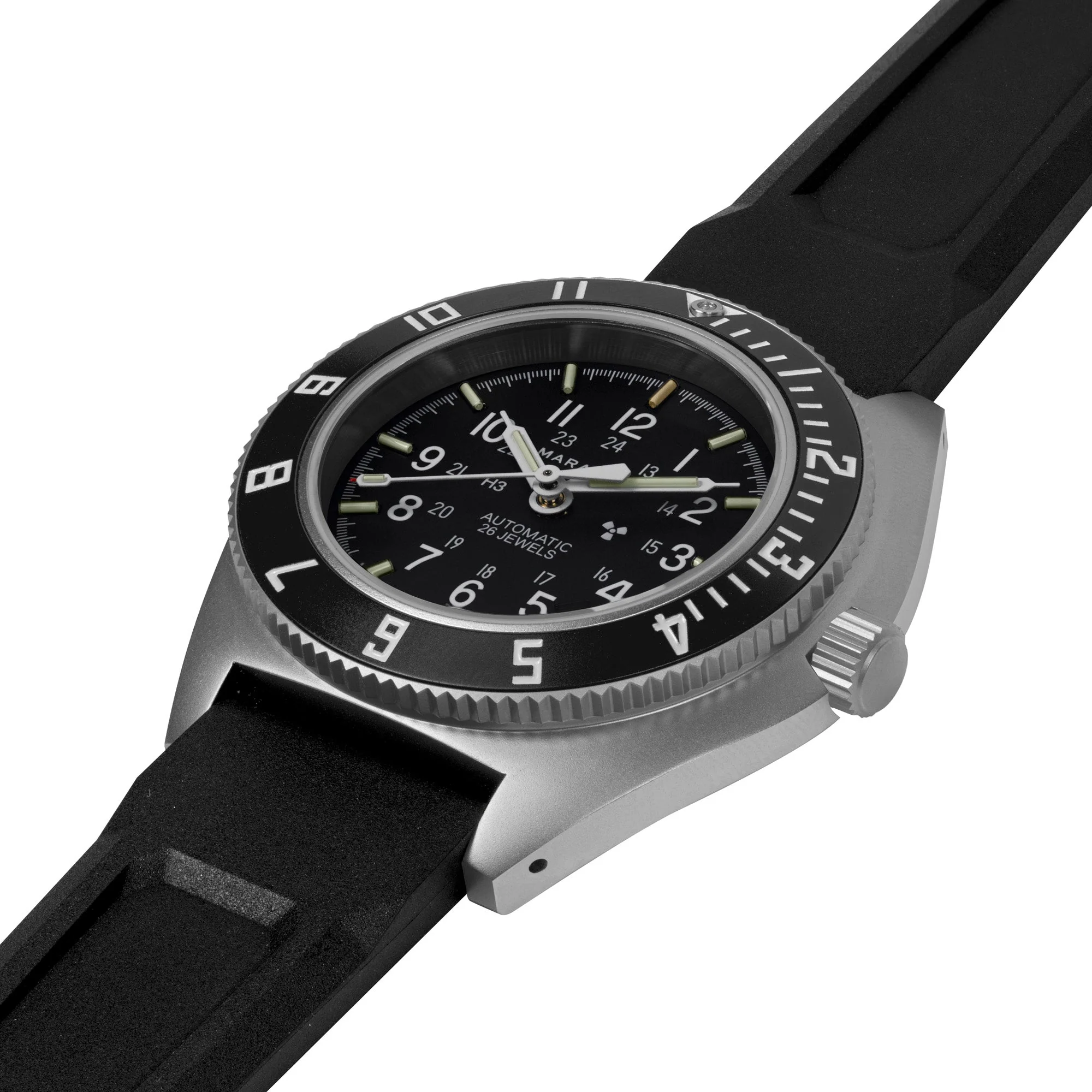 41MM STEEL NAVIGATOR W/ DATE AUTOMATIC (SSNAV-D AUTO) ON BLACK 3-PIECE RUBBER STRAP KIT AUTO SSNAV With Date on 11 Ballistic | Black Dial - Image 3