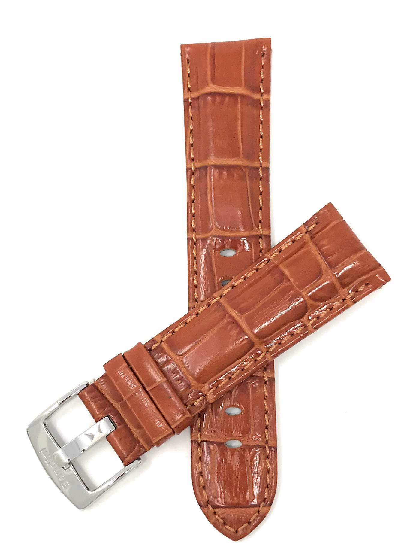508 | 26mm Tan Italian Leather Watch Band - Alligator Pattern, Semi-Padded 26mm / Tan / Silver Buckle | Dial
