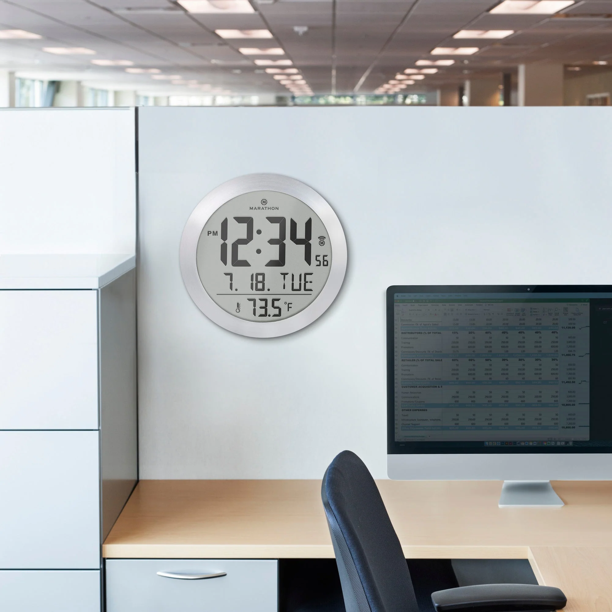 8 Inch Round Digital Wall Clock with Date & Indoor Temperature round-non-atomic-lcd-clock - Image 3