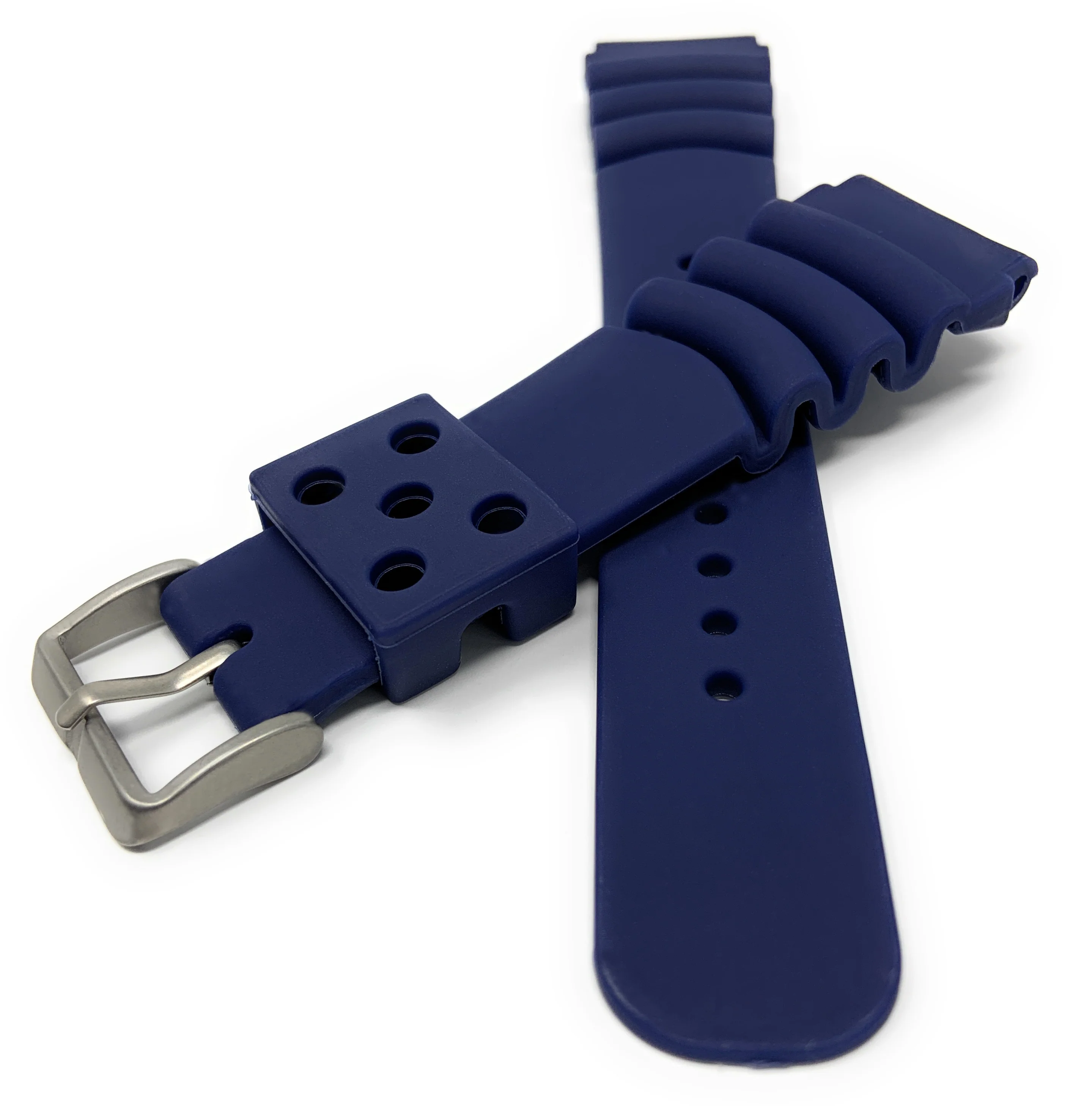 9064 | Mens Rubber Diver Watch Band, Ocean Ripples for Citizen & Seiko Diver 20mm / Blue - Image 4
