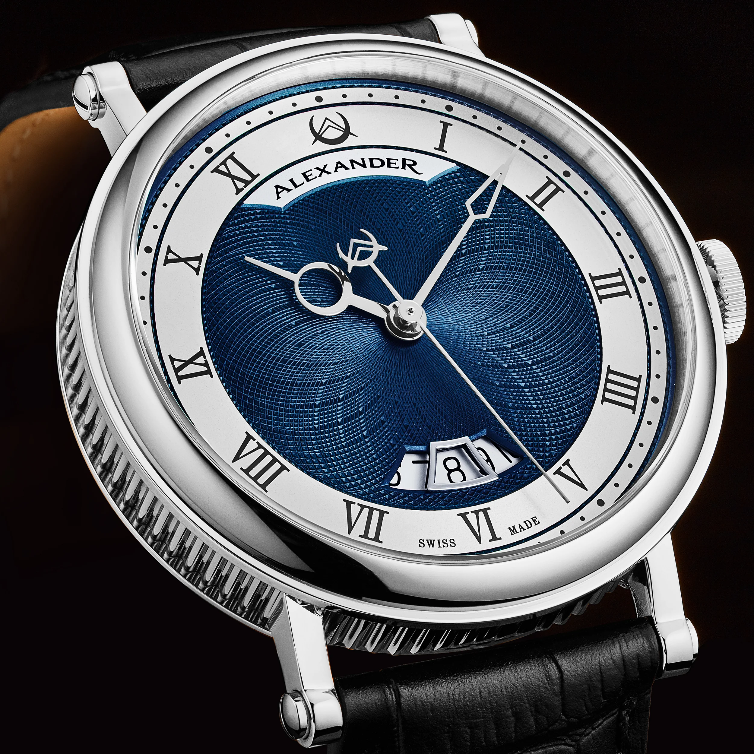 A153-02 Black/Leather | Navy Blue Dial - Image 3