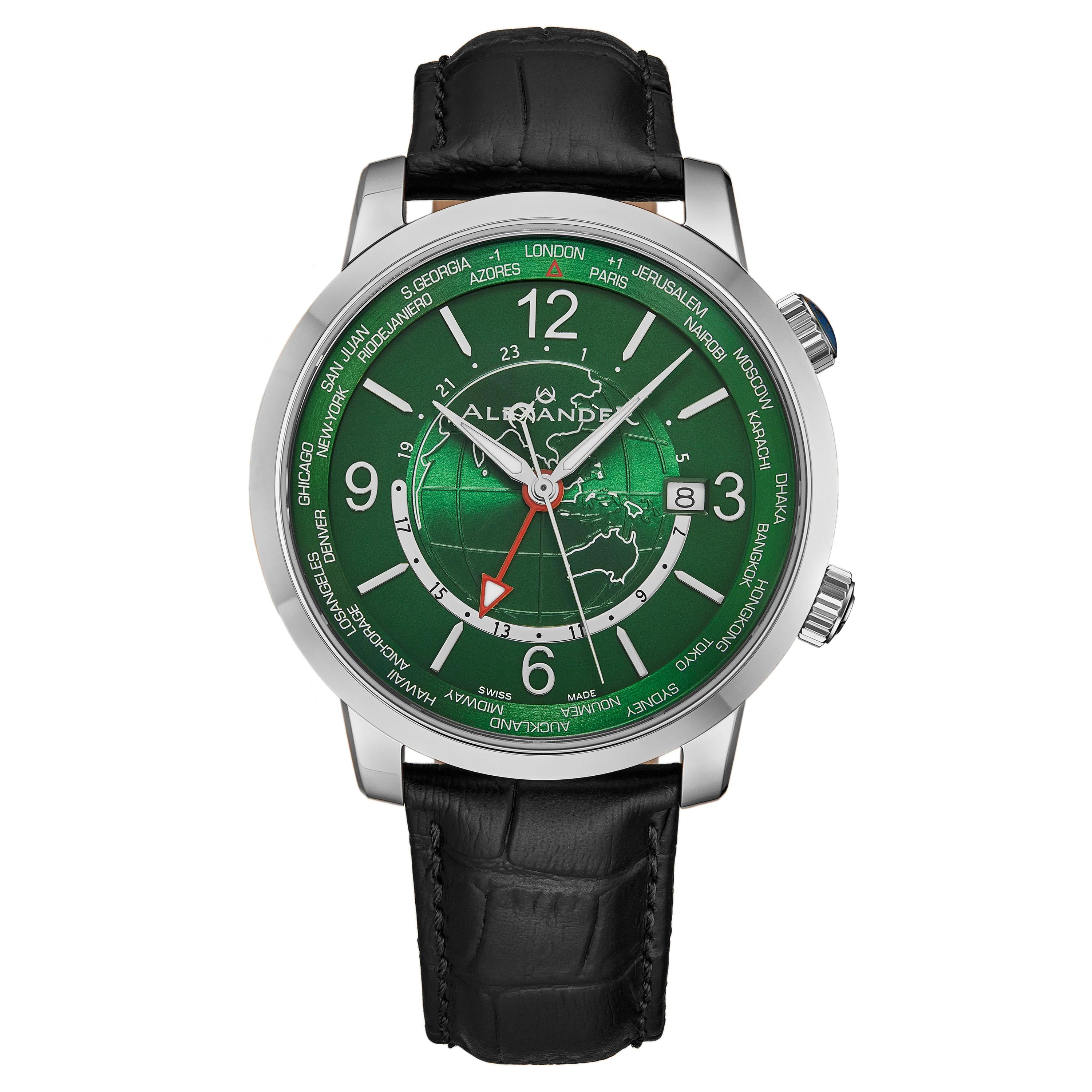 A171A-04 Black/Leather | Green Dial