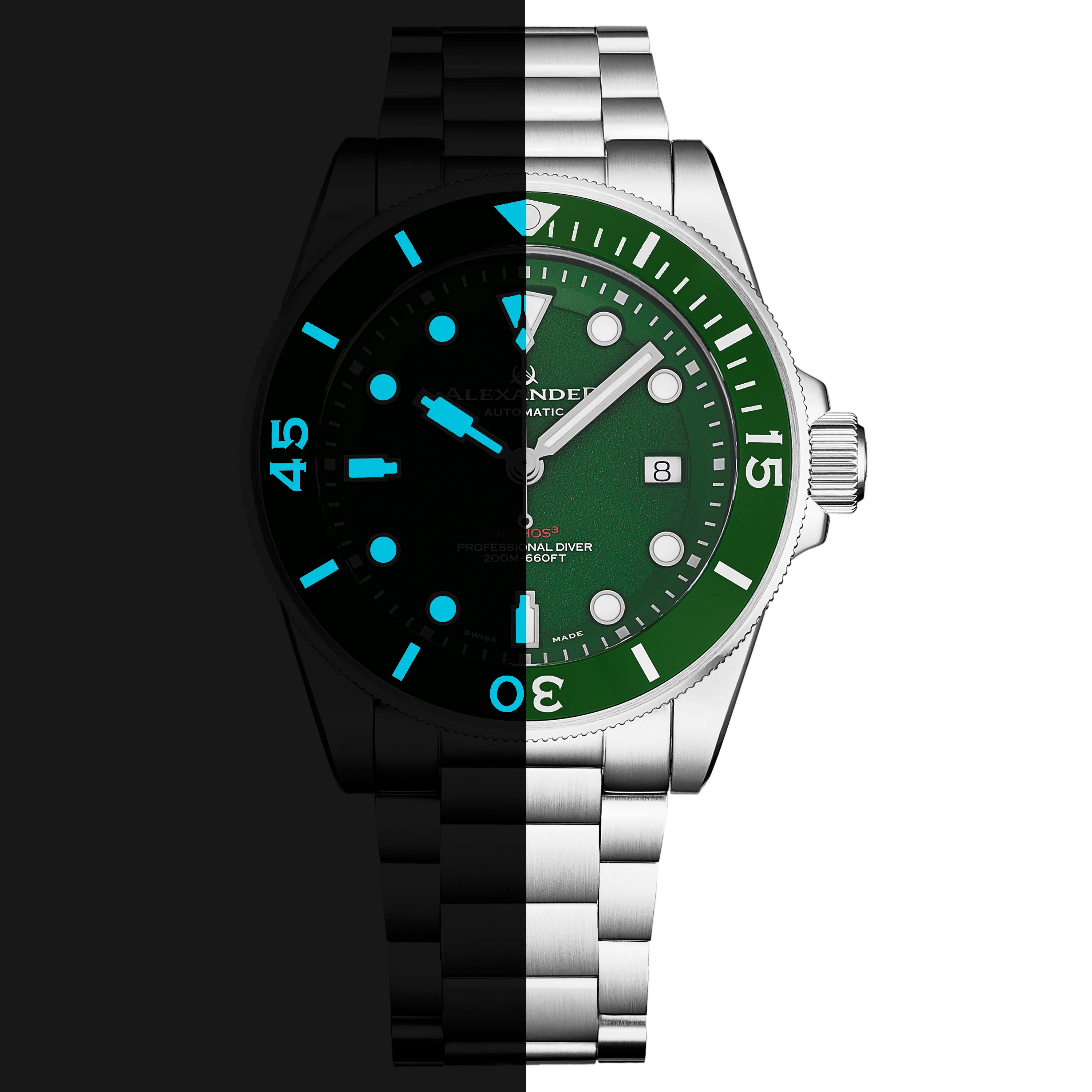 A520-04 Silver/Stainless Steel | Green Dial - Image 3