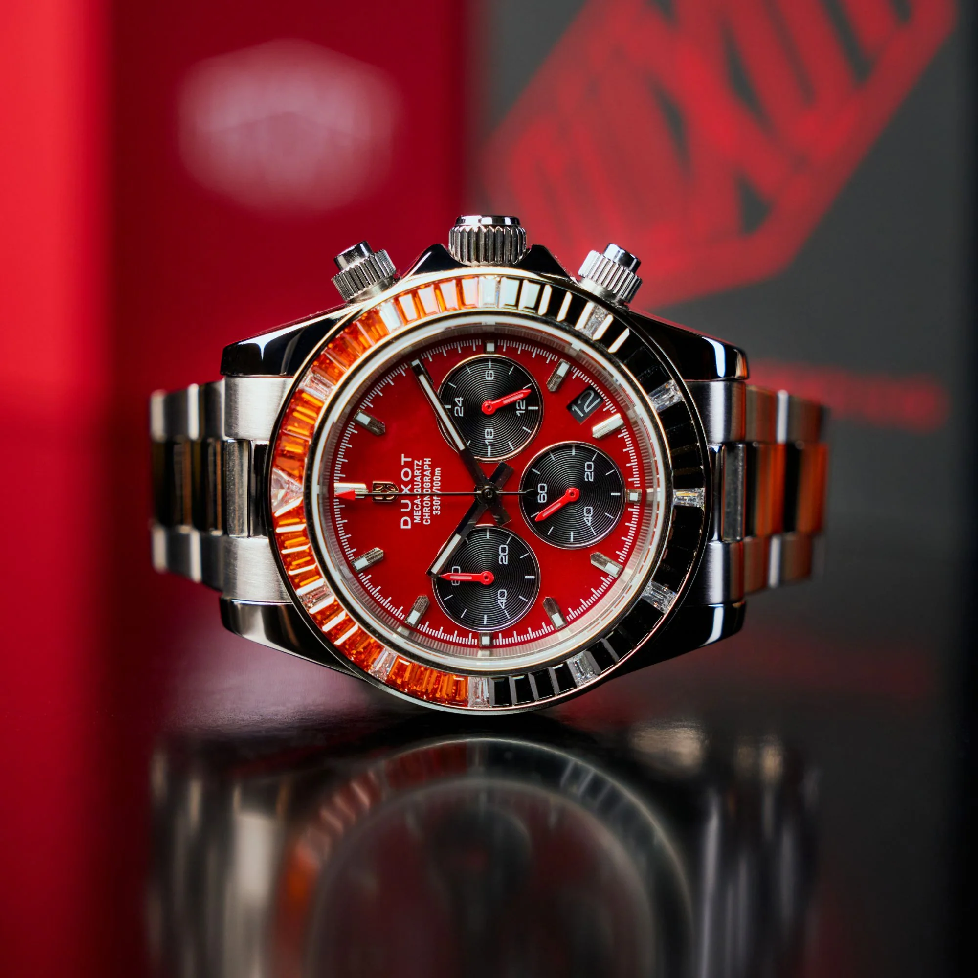 Accelero Rainbow Chronograph Red/Stainless Steel | Red Dial - Image 4
