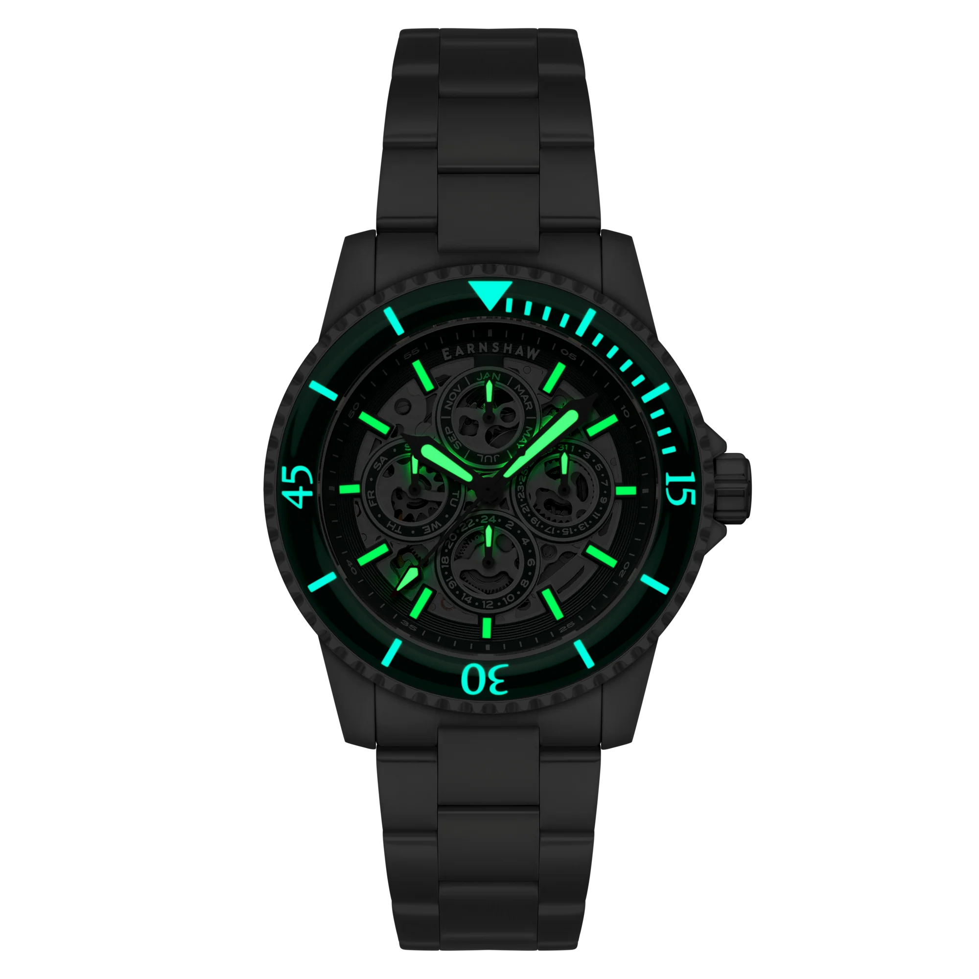 Admiral Duncan Triple Calendar Skeleton Automatic Green / Stainless Steel | Green Dial - Image 2
