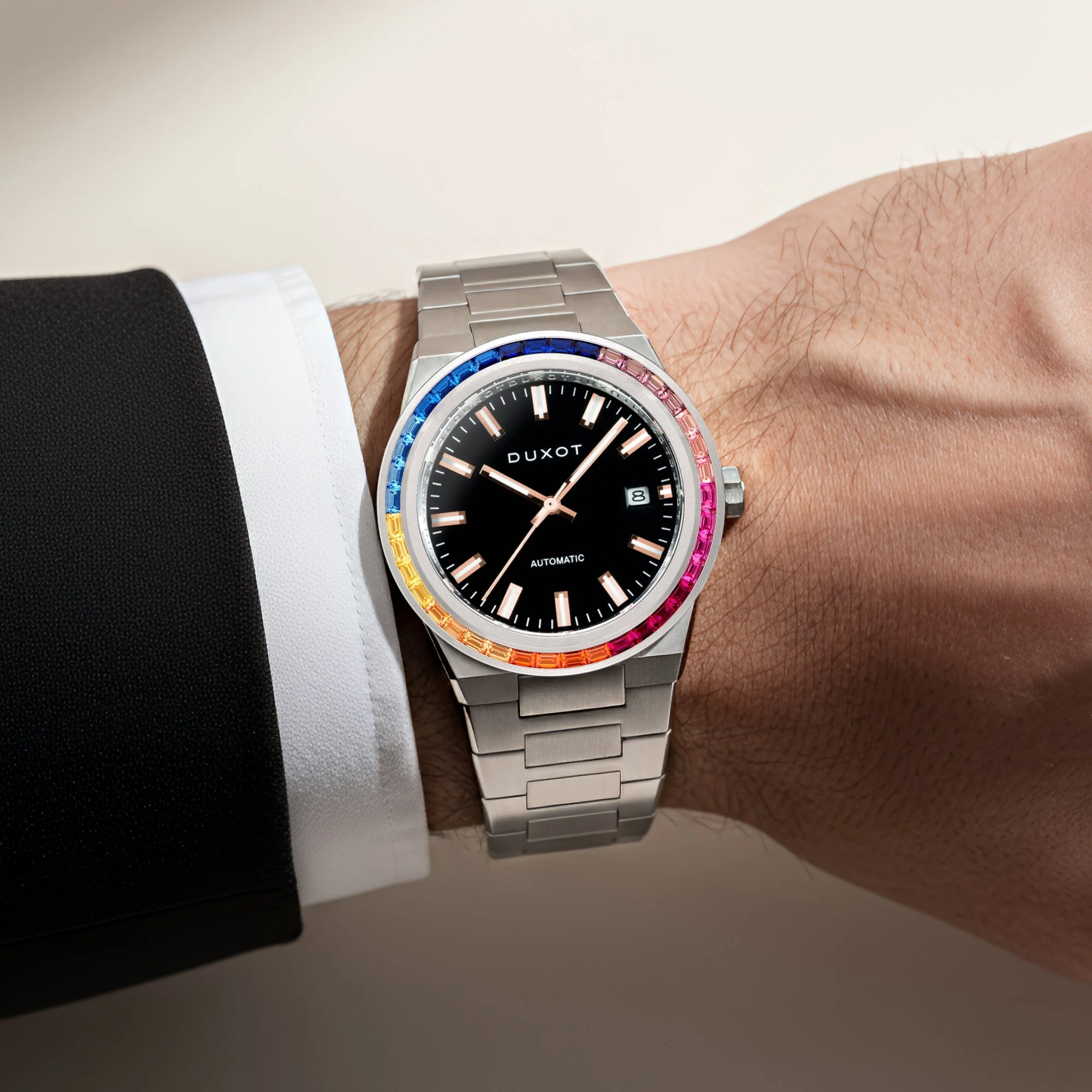 Alicante Rainbow Automatic Black & Rose Gold / Stainless Steel | Black Dial - Image 2