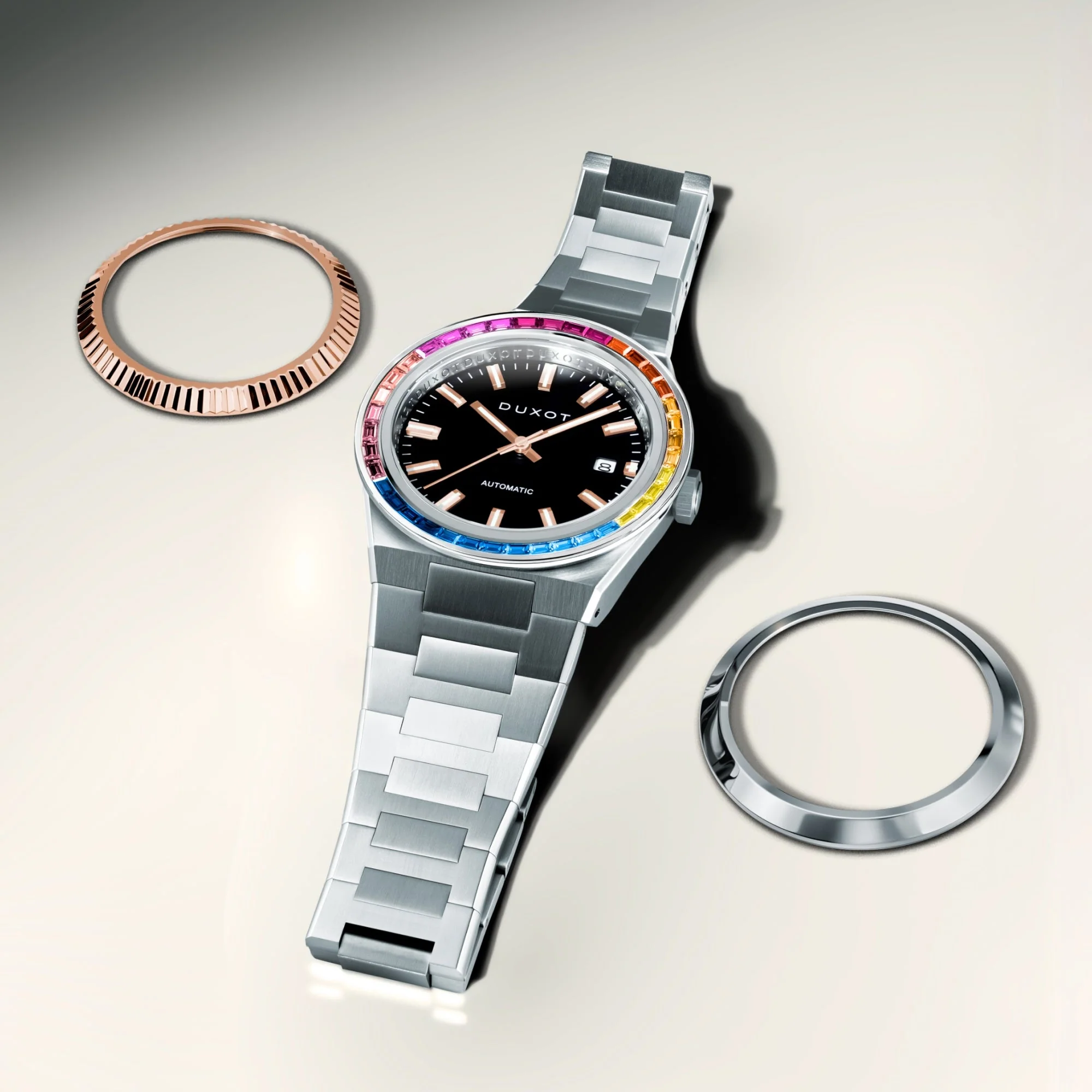 Alicante Rainbow Automatic Black & Rose Gold / Stainless Steel | Black Dial - Image 4