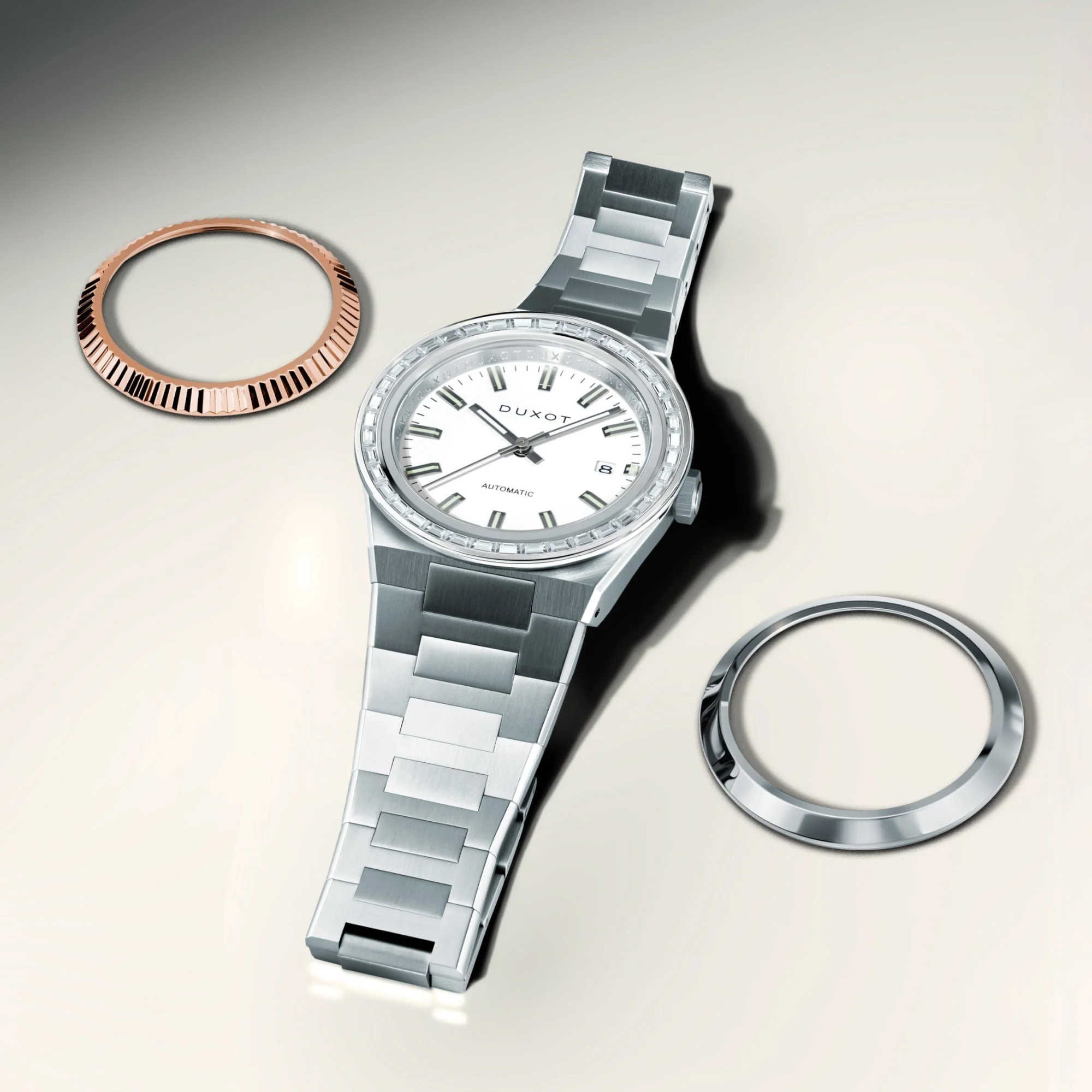 Alicante Rainbow Automatic White & Rose Gold / Stainless Steel | White Dial - Image 4