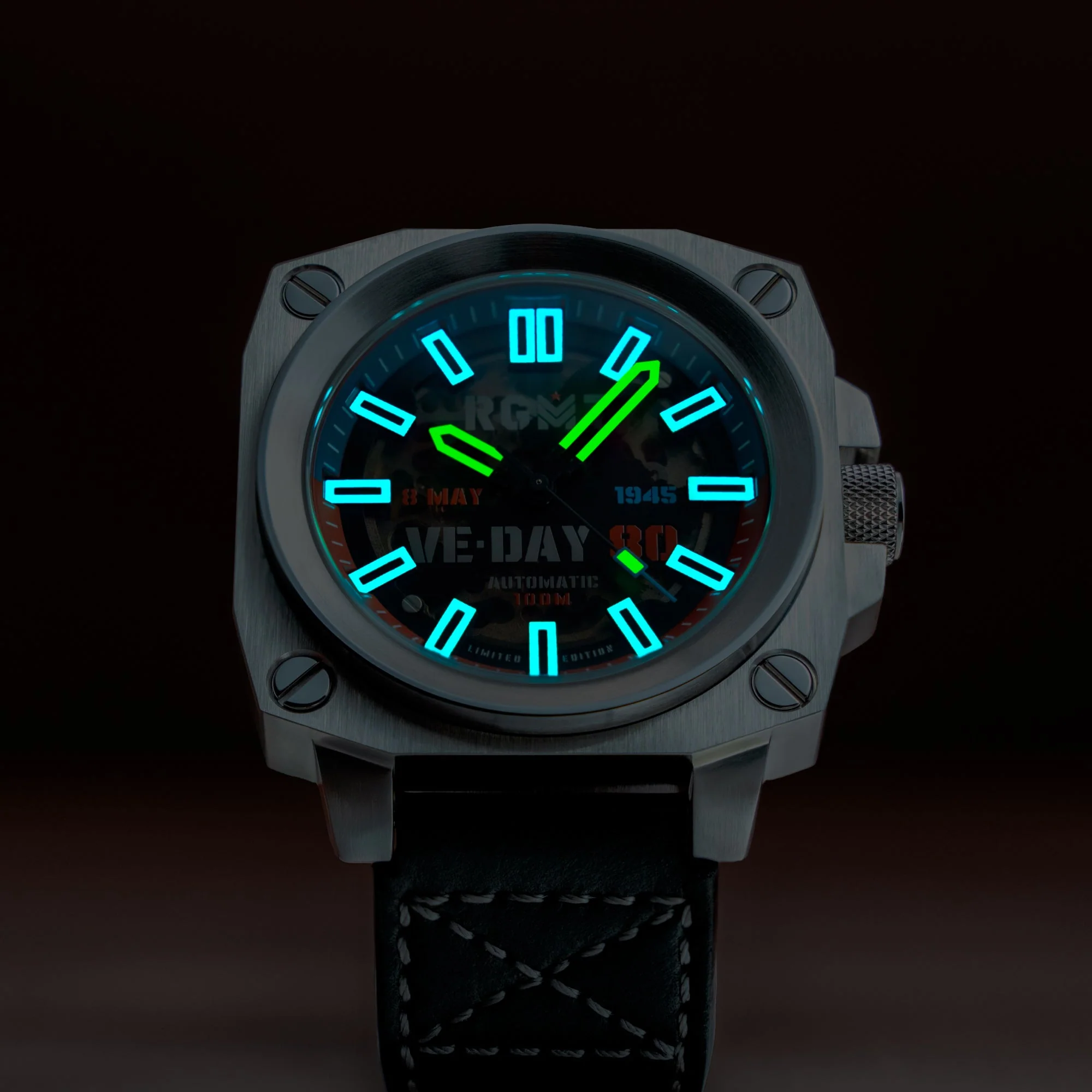ALTIMETER SKELETON AUTOMATIC VE-DAY 80TH LIMIITED EDITION BLACK / LEATHER | Black Dial - Image 3