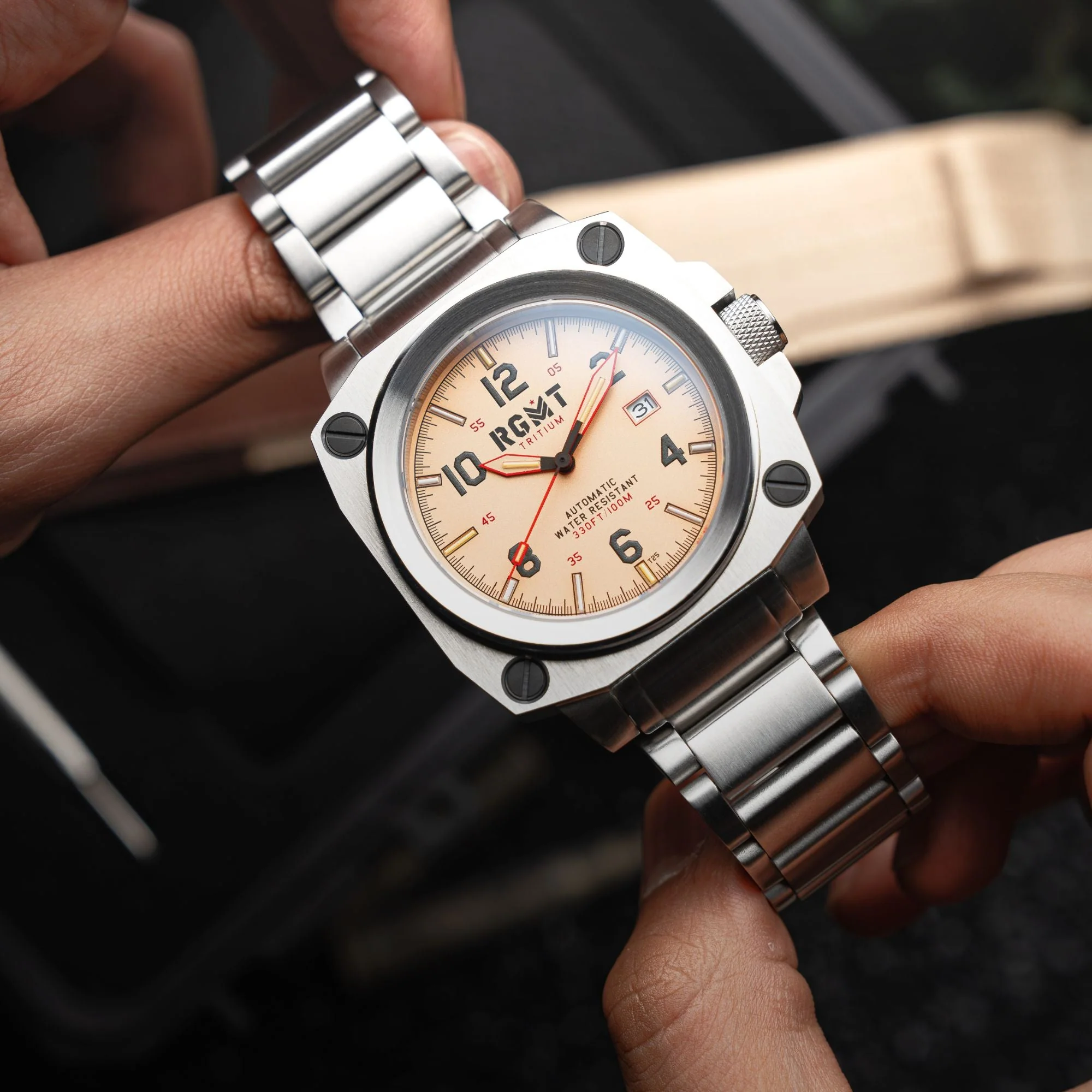 Altimeter Tritium Automatic Cream /Stainless Steel Cream Dial - Image 4