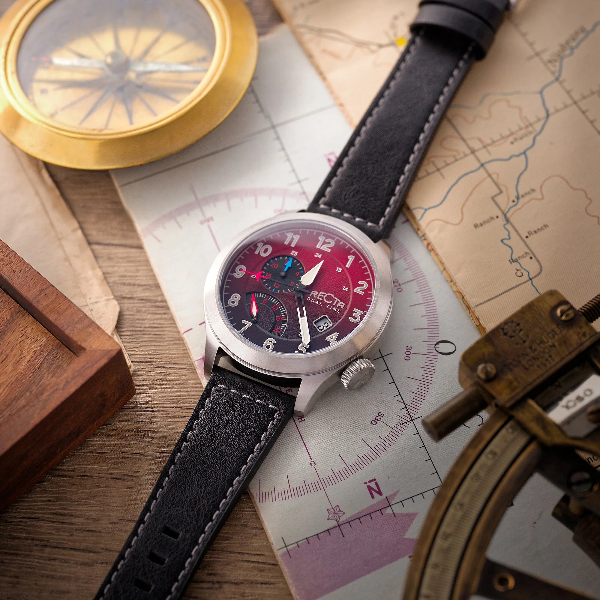 Altitude Japan Quartz Red / Leather | Notched Caseback Dial - Image 2