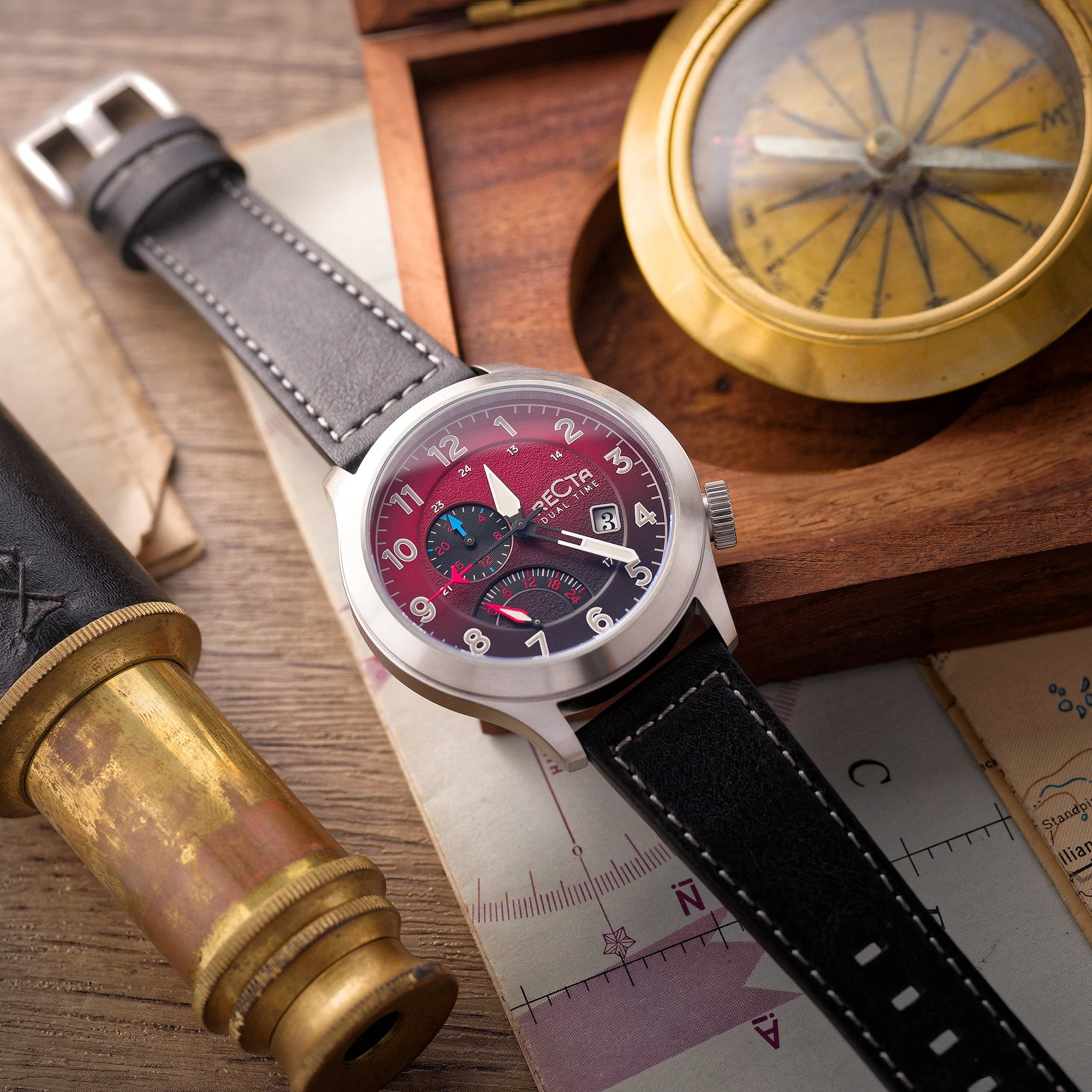 Altitude Japan Quartz Red / Leather | Notched Caseback Dial - Image 3