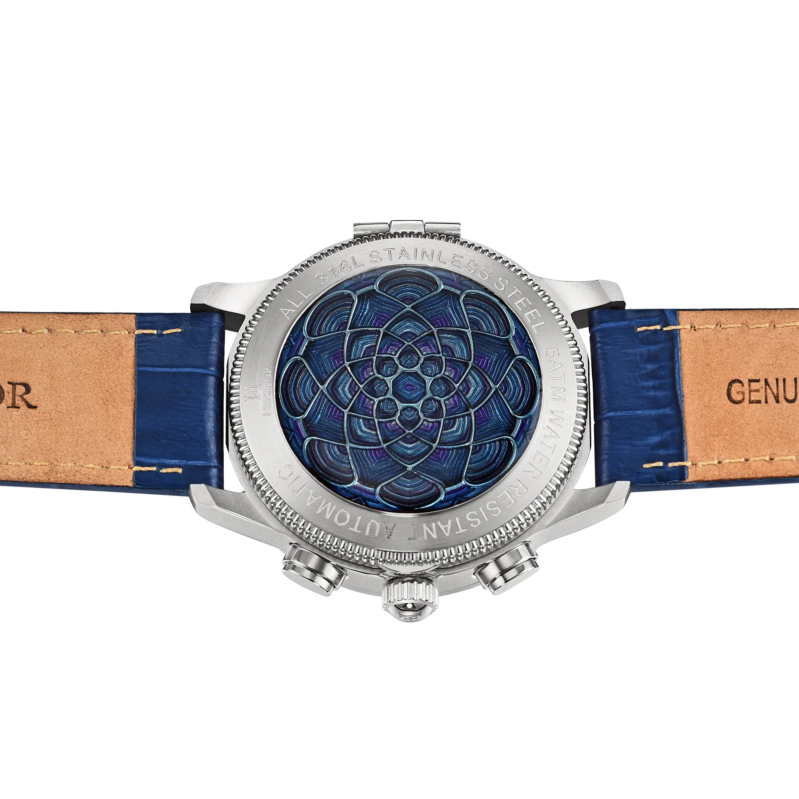 Apostle Custom Enamel Dial Watch Blue/Silver | Multi-colored Dial - Image 2