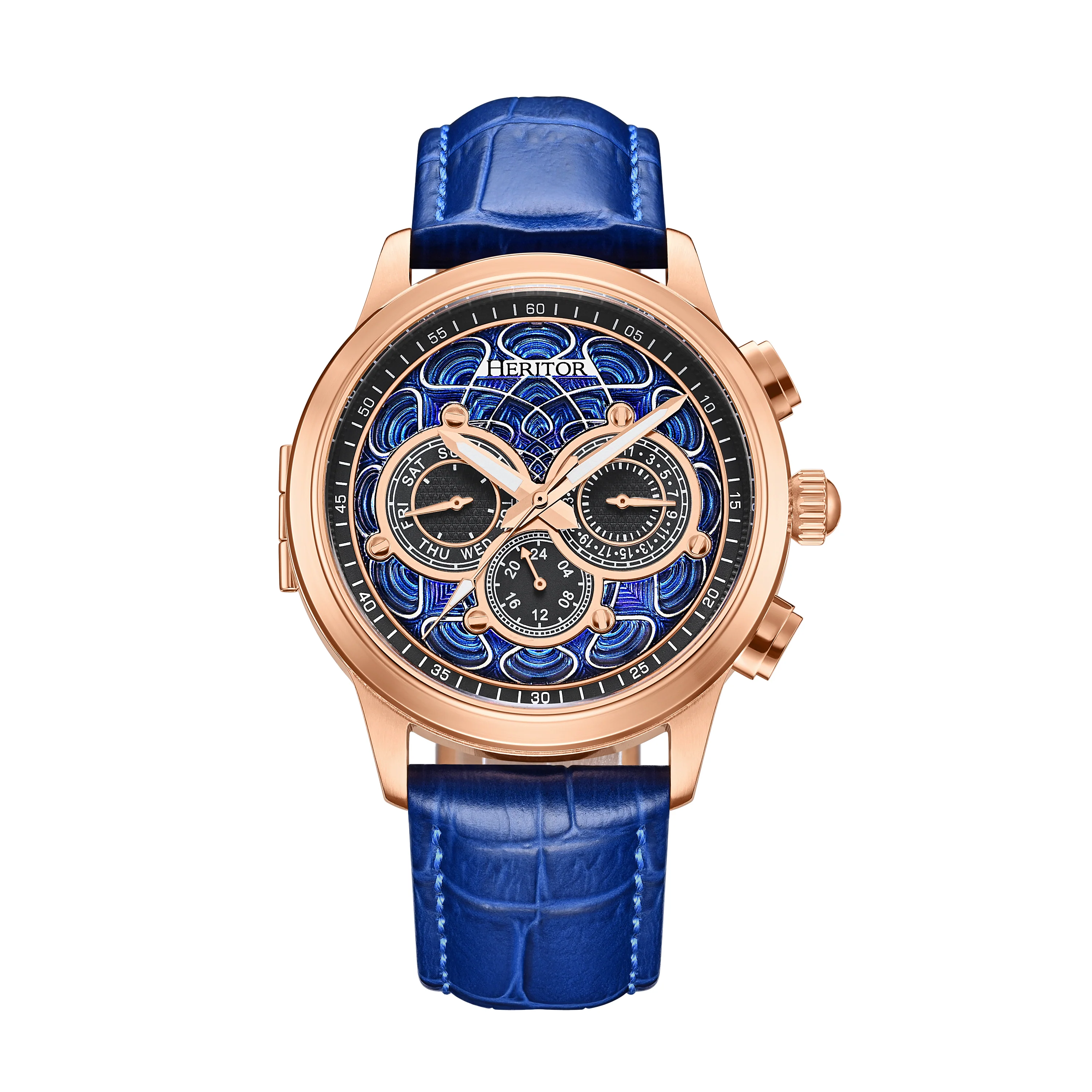Apostle Custom Enamel Dial Watch Blue/Rose Gold | Multi-colored Dial