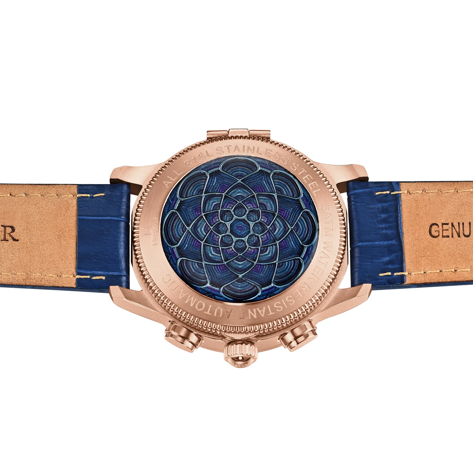 Apostle Custom Enamel Dial Watch Blue/Rose Gold | Multi-colored Dial - Image 2