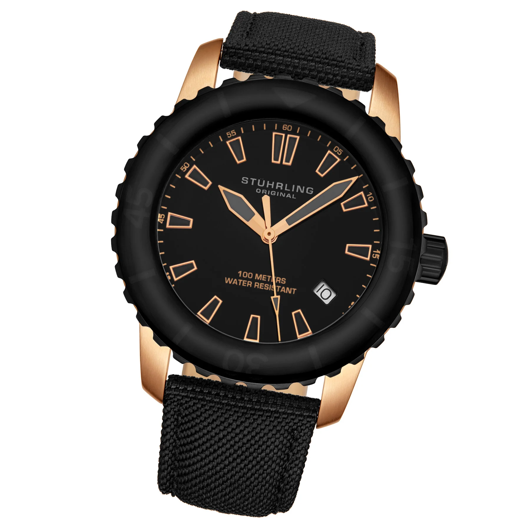 Aquadiver Black/Leather/Black Dial/Rose Case | Black Dial - Image 2
