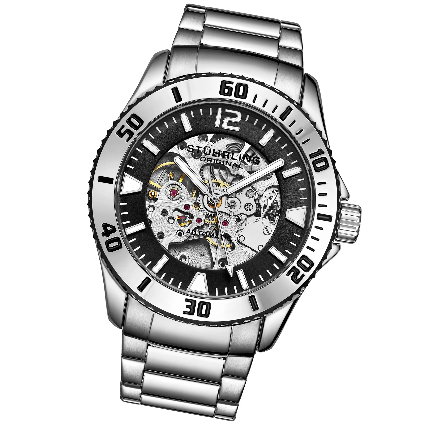 Aquadiver 3963 Silver case/Stainless Steel strap/ Brass Dial | Black Dial - Image 2