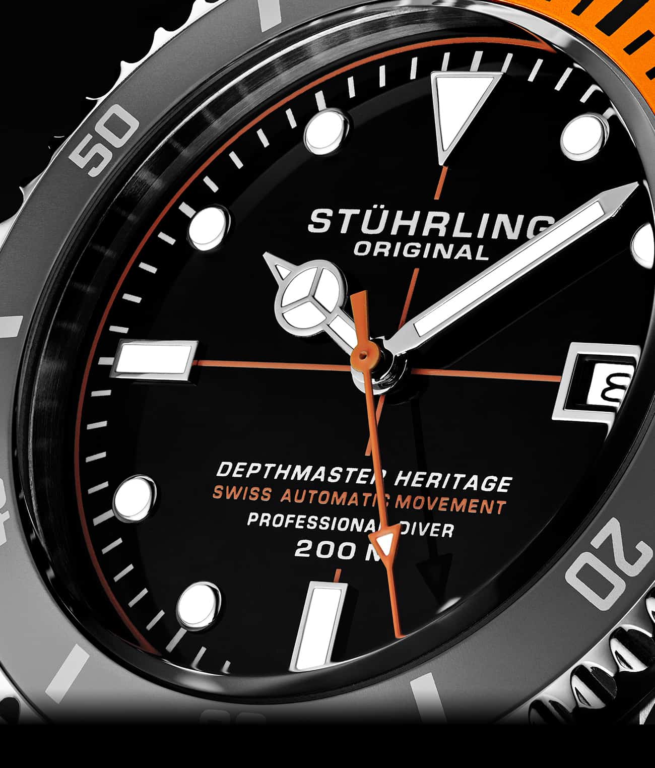Aquadiver Black Dial/ Silver Stainless Steel Orange | Black Dial - Image 2