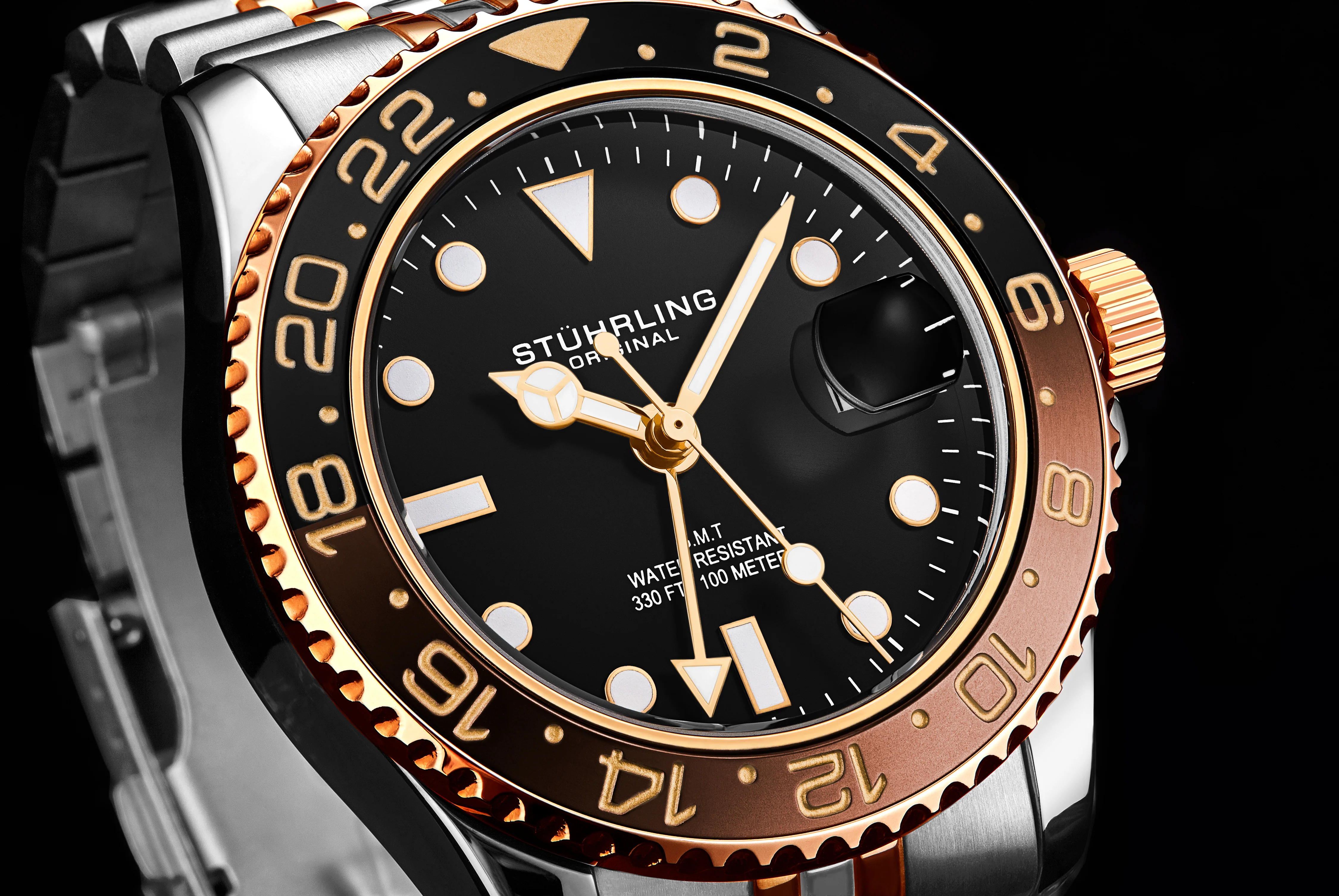Aquadiver GMT Two Tone / Silver + Rose Gold | Black Dial - Image 6