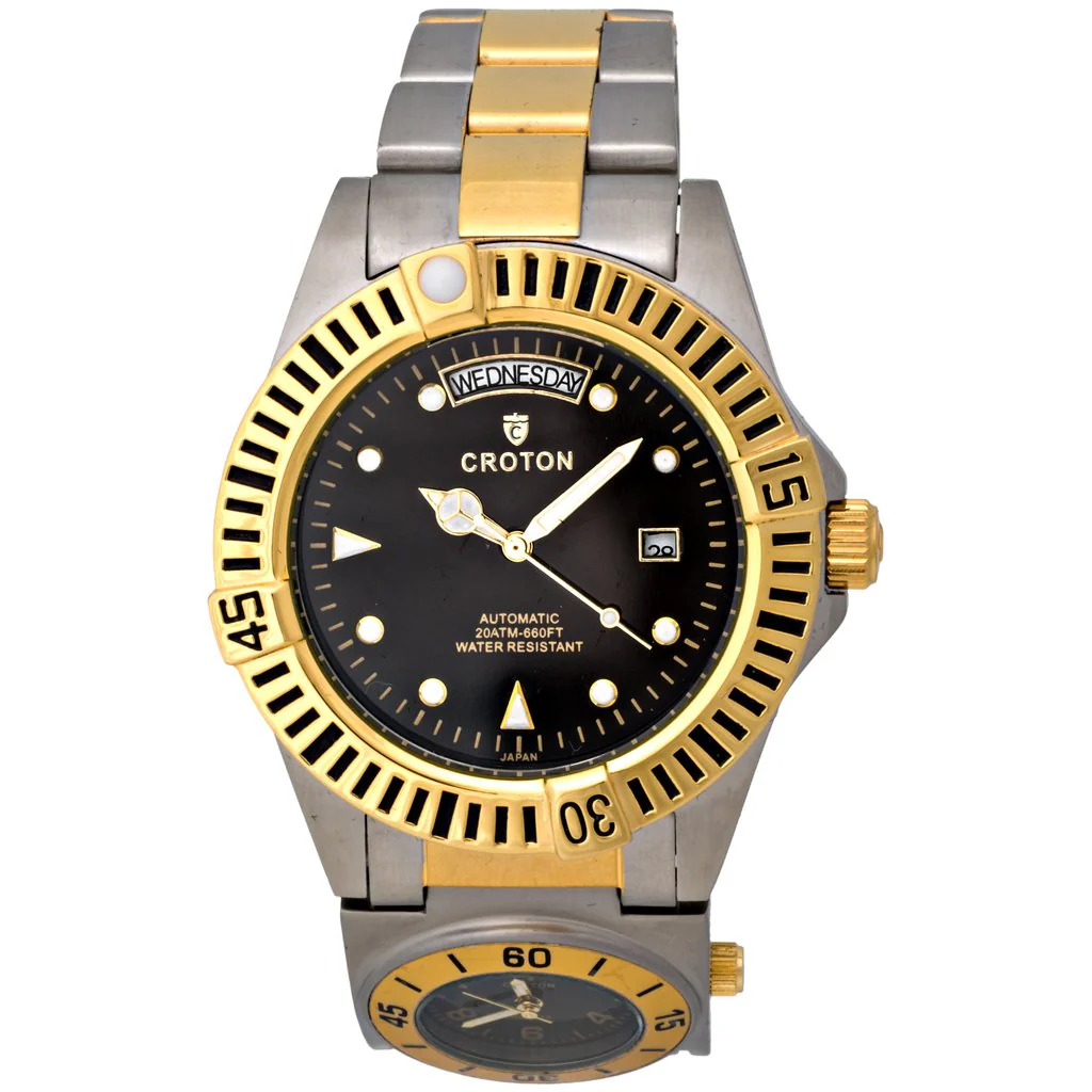 Arco Dual Dial & Time Zone Automatic Day/Date Mens black/two tone | Black Dial